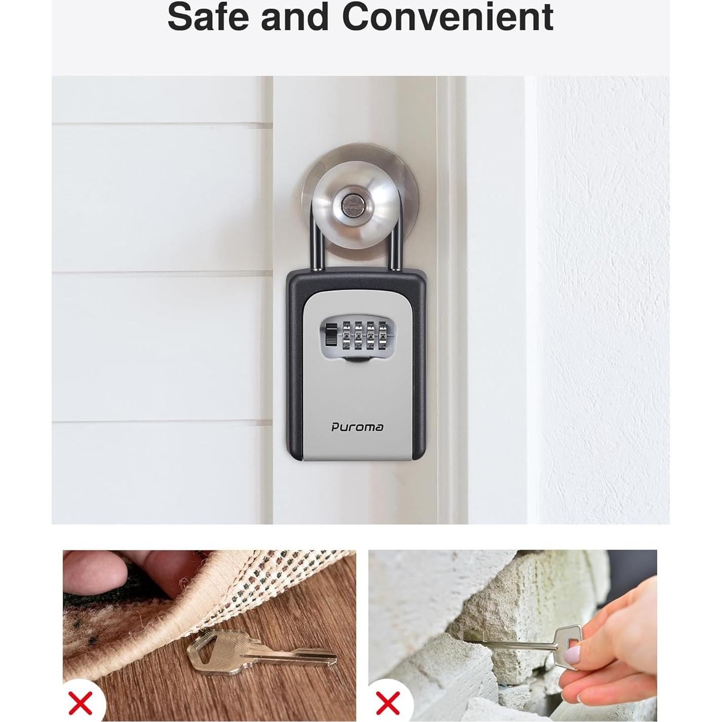 Caja de Llave Puroma Grande con Combinación Reajustable Gris