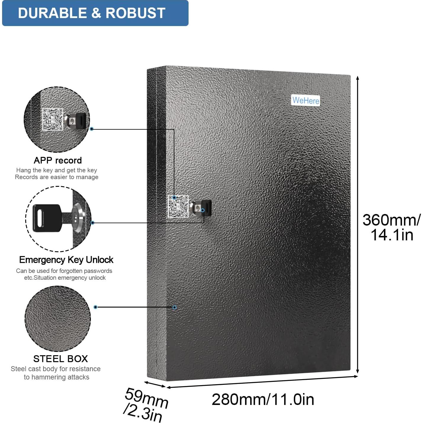 Caja de Llaves DiDiHere para 32 Llaves, Montaje en Pared, Negra