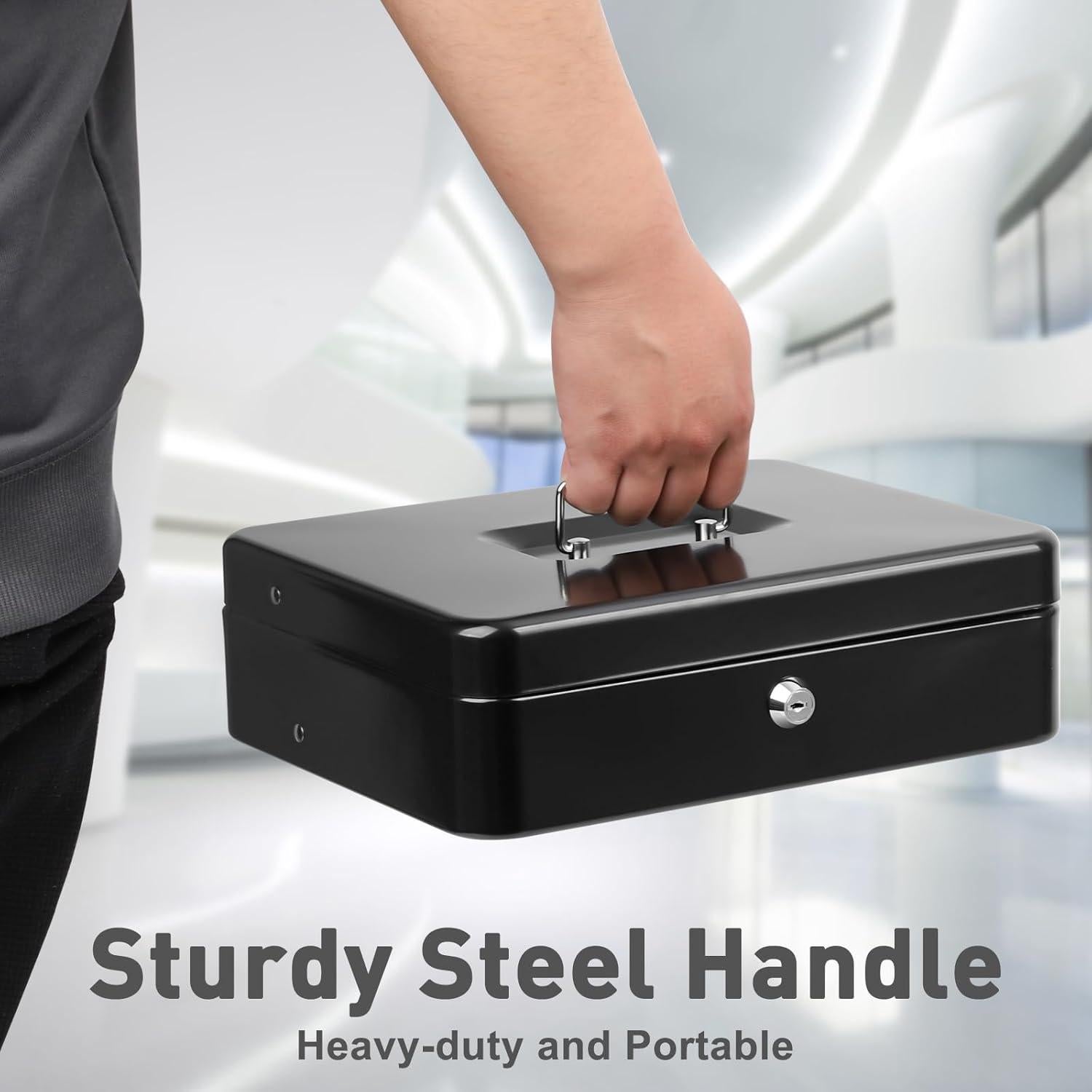 Caja de Dinero KYODOLED con Cerradura de Llave 30x24x9 cm Negra