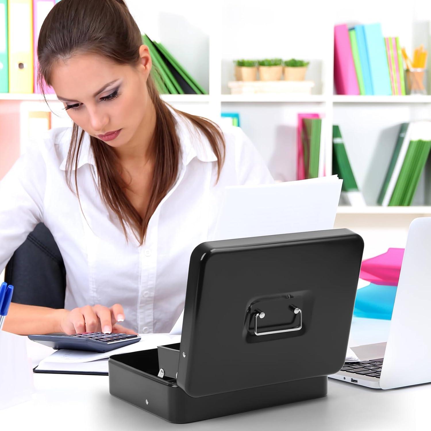 Caja de Dinero KYODOLED con Cerradura de Llave 30x24x9 cm Negra