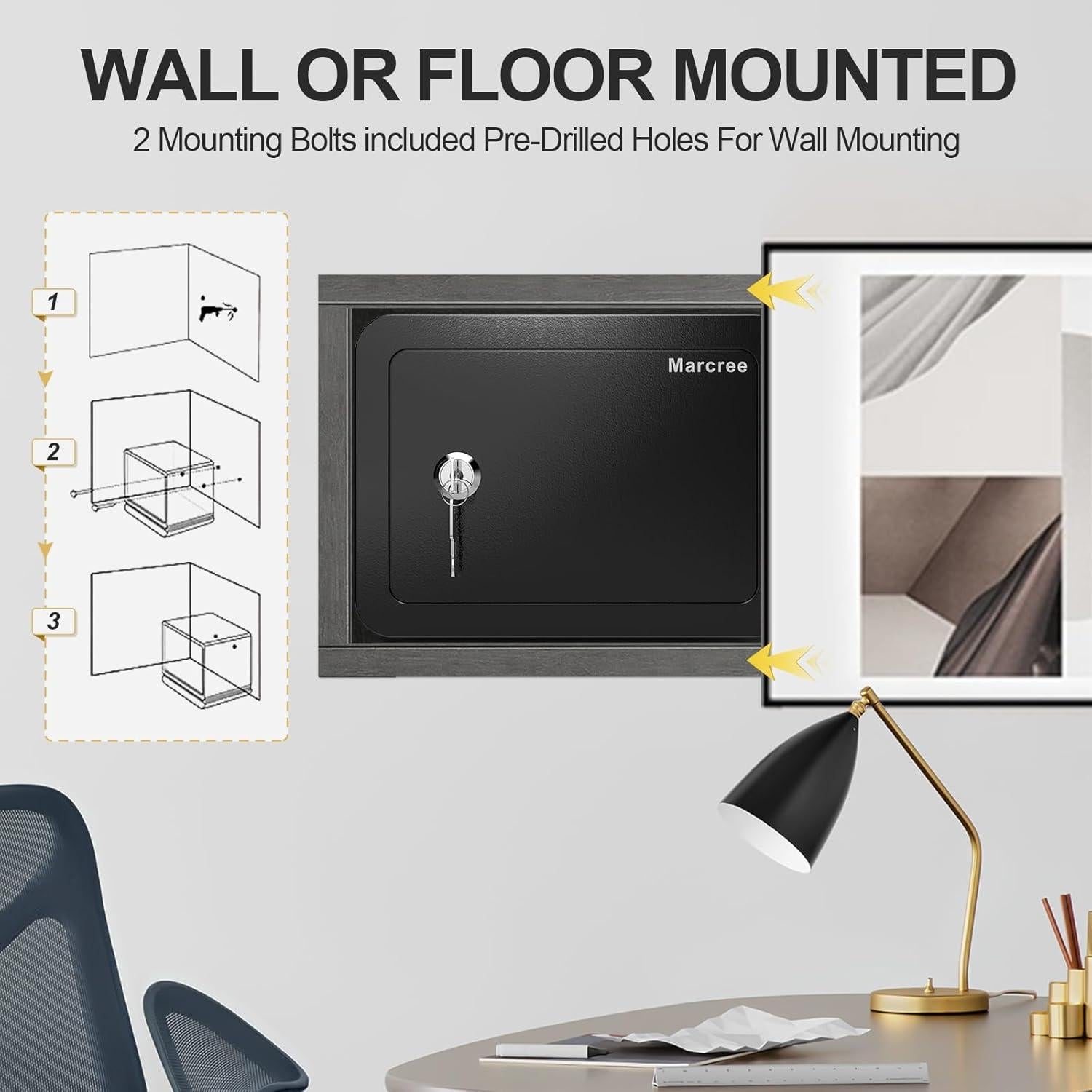 Caja de Seguridad Marcree 0.23 Pies³ Negra con Llave 17x23cm