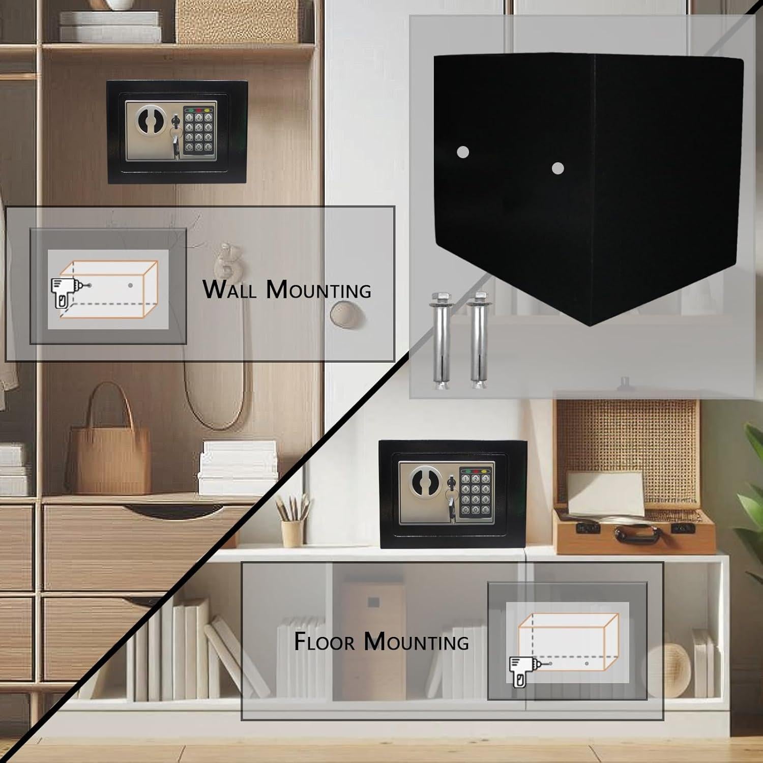 Caja Fuerte Digital Electrónica Yuanshikj 0.2 pies - Negra