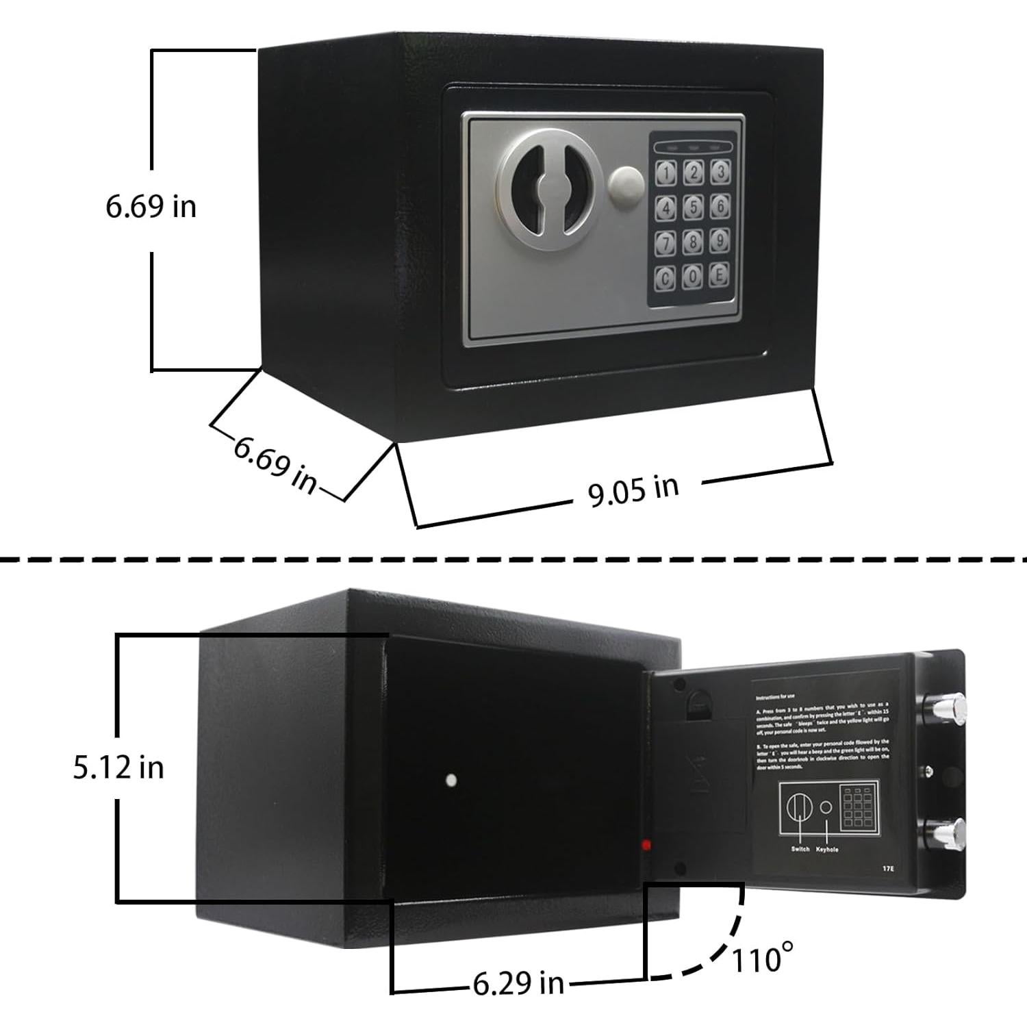 Caja Fuerte Digital Electrónica Yuanshikj 0.2 pies - Negra