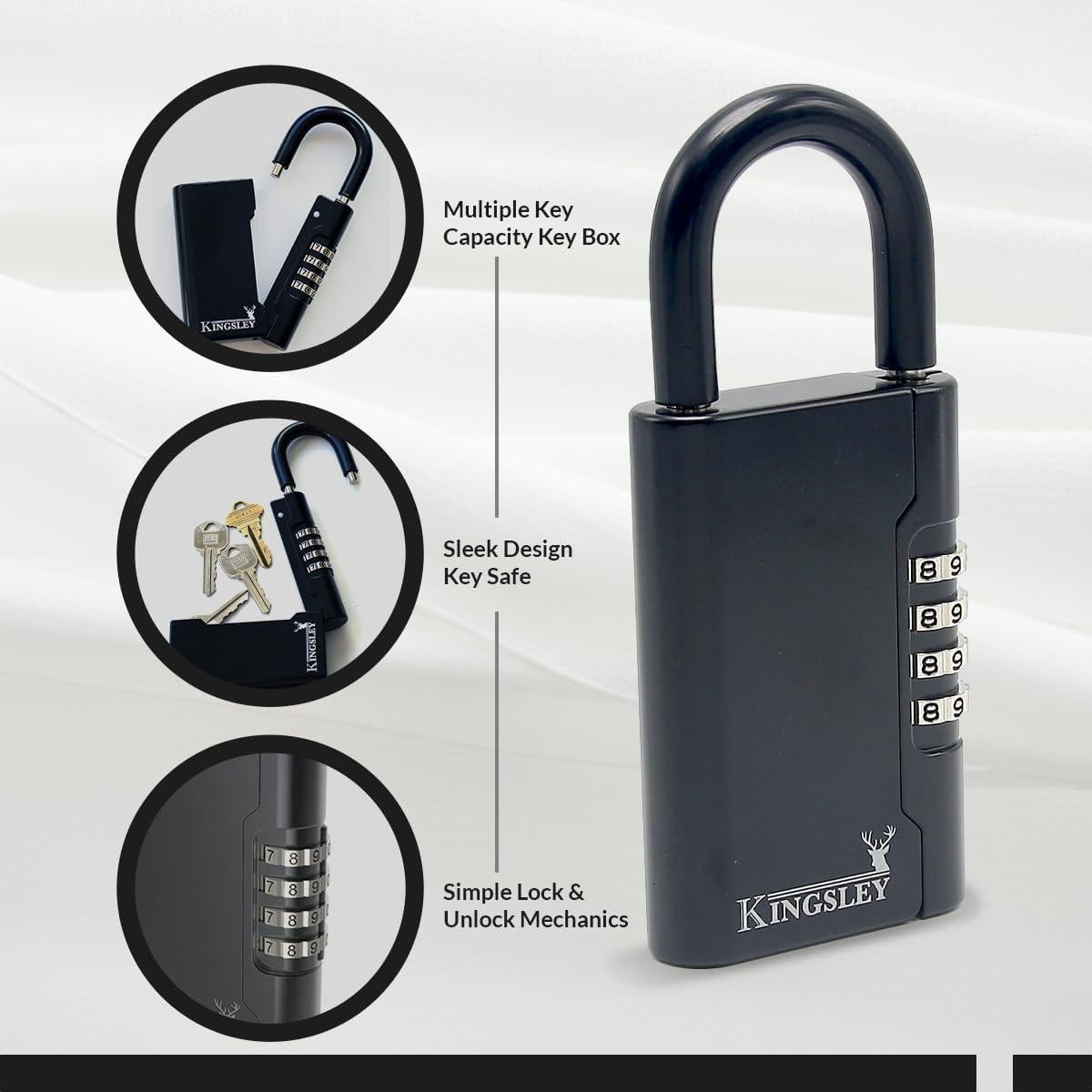 Caja de Llaves Kingsley Guard-a-Key Negra Portátil 5 Llaves