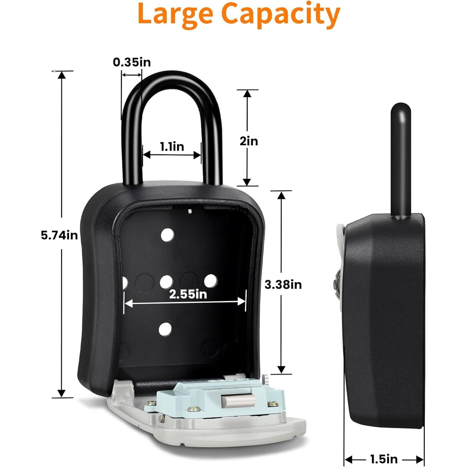 Caja de Llaves Portátil Fayleeko con Cerradura 4 Dígitos Gris