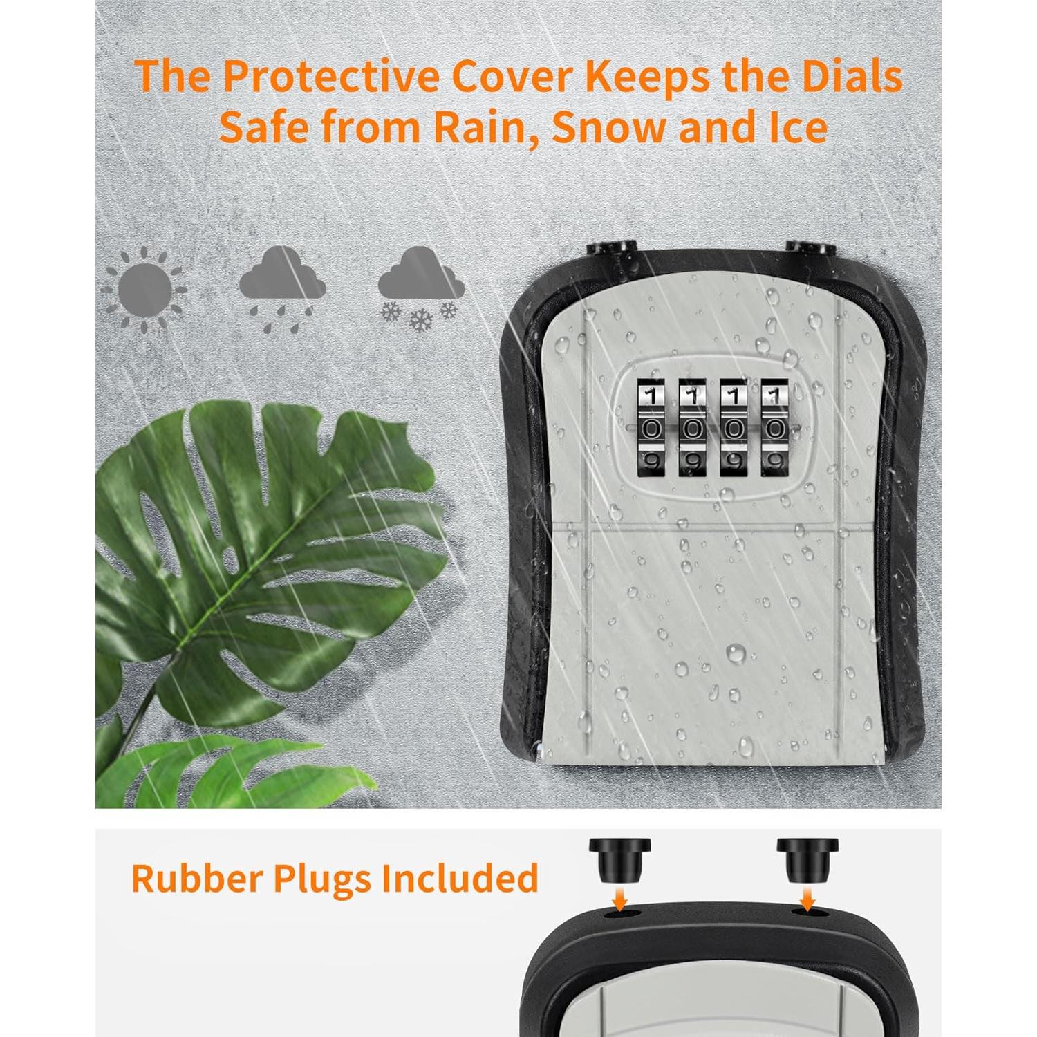 Caja de Llaves Portátil Fayleeko con Cerradura 4 Dígitos Gris