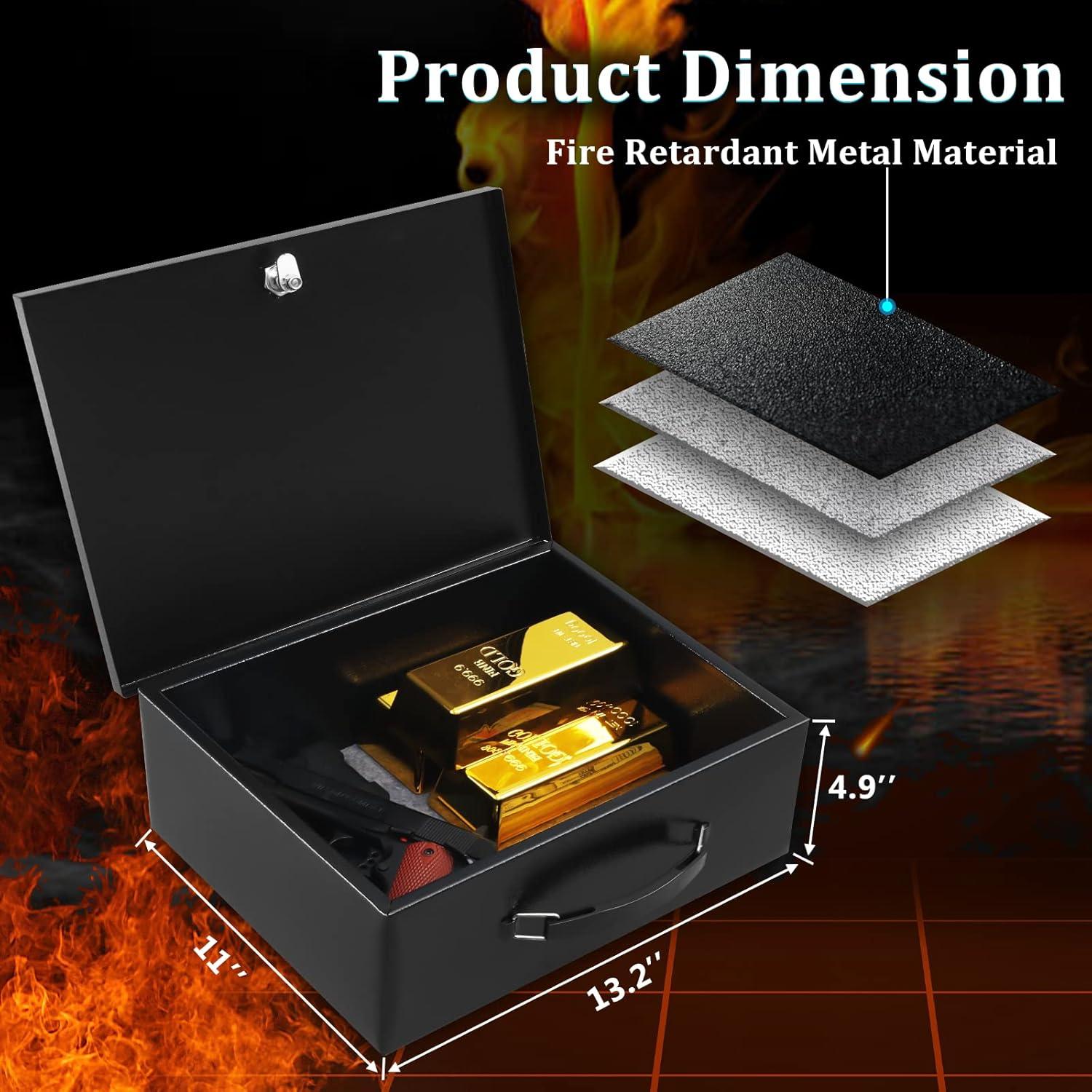 Caja Fuerte Metálica Portátil Dalmbox Resistente al Fuego 33.5x27.9cm