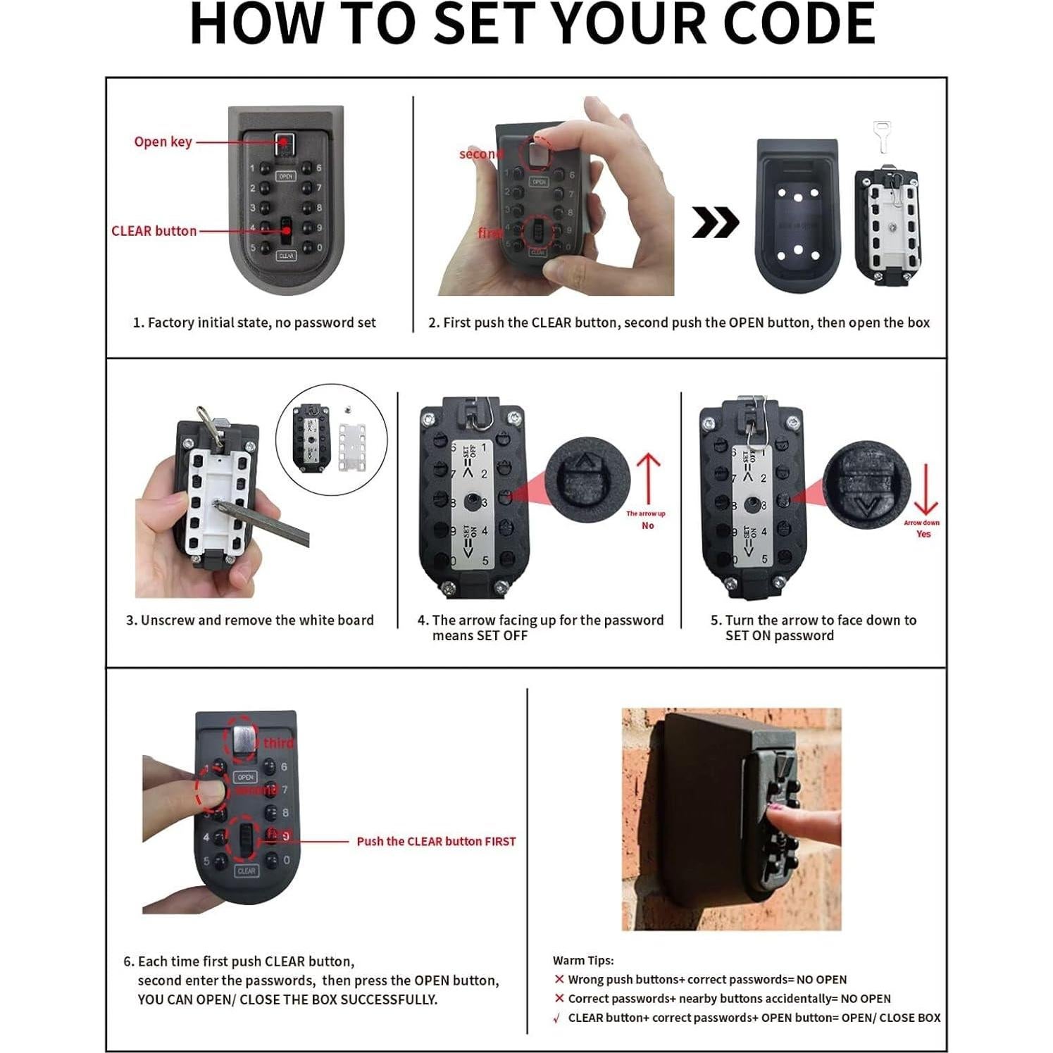 Caja de Llaves de Combinación Lospu HY Montada en Pared Negra