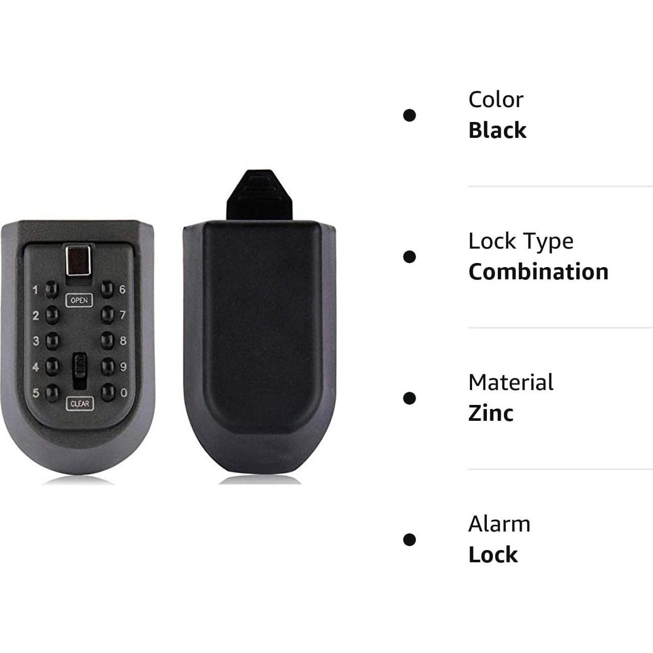 Caja de Llaves de Combinación Lospu HY Montada en Pared Negra