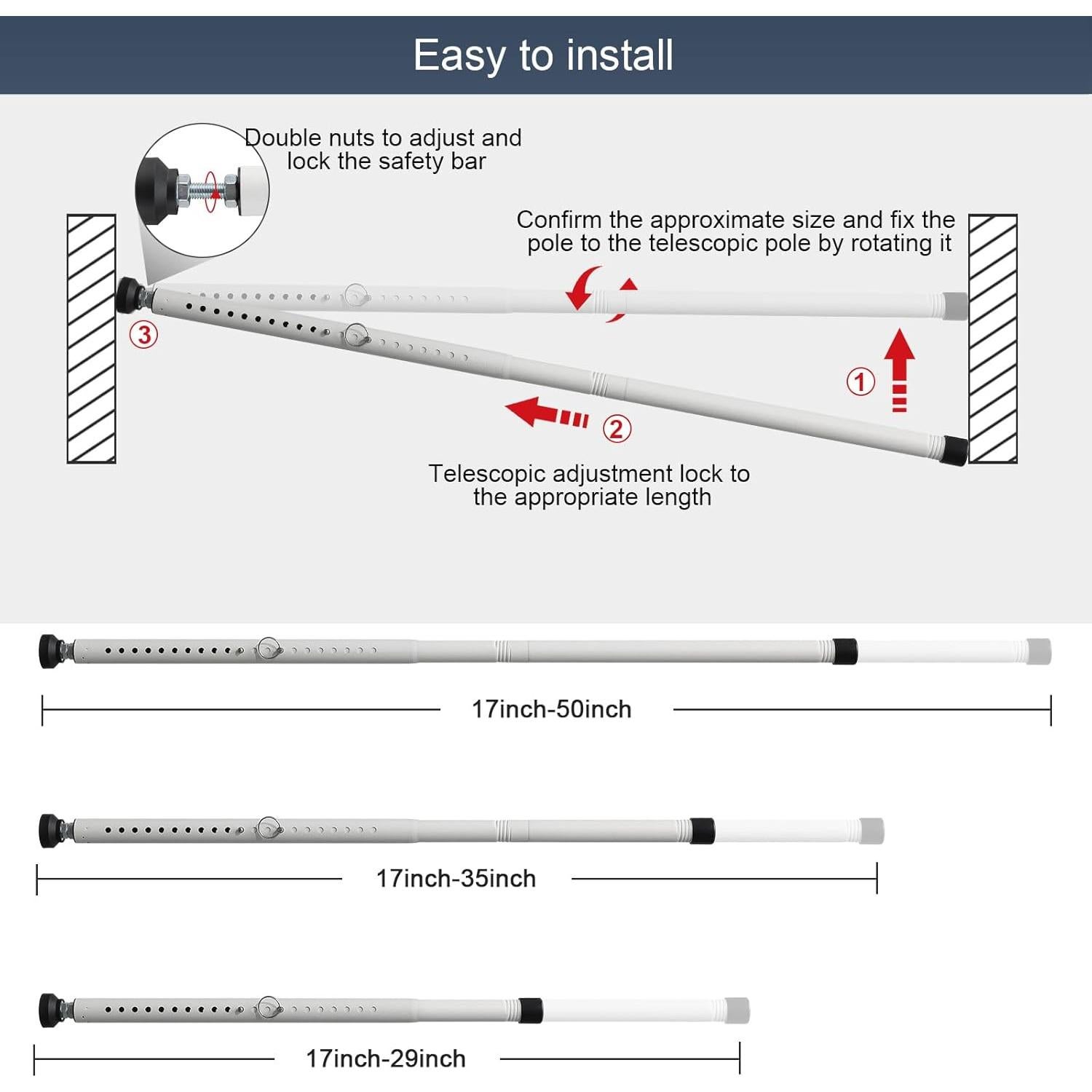 Barra de Seguridad Ajustable DIIG para Puerta Corredera 45-128 cm