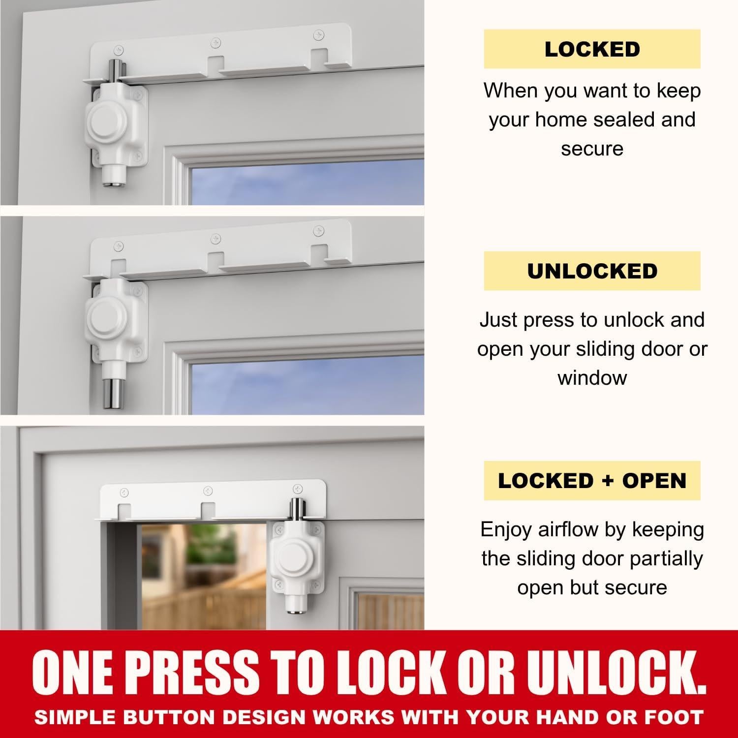 Cerradura de Patio Securityman para Puerta Deslizante de Vidrio