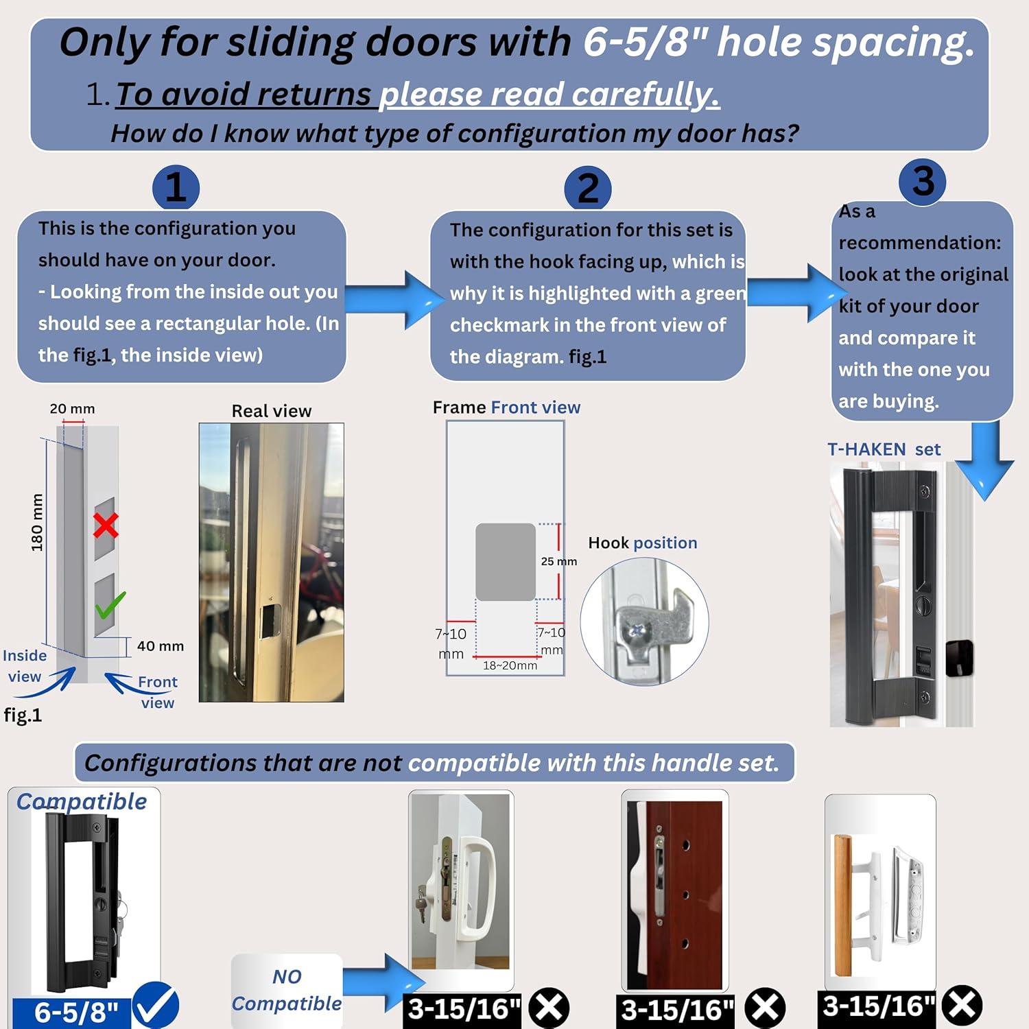 Juego de Manijas para Puerta de Vidrio Deslizante T-HAKEN