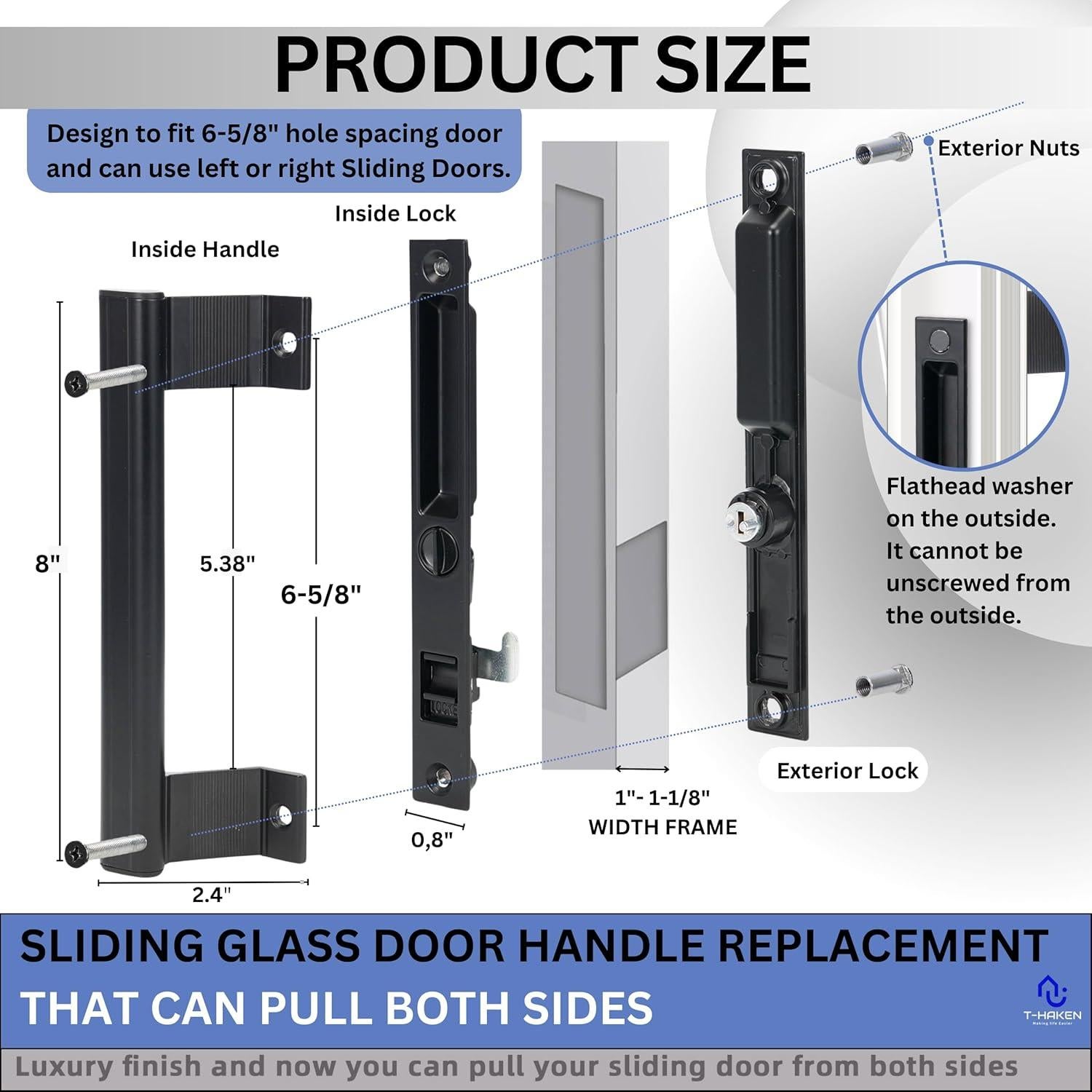 Juego de Manijas para Puerta de Vidrio Deslizante T-HAKEN