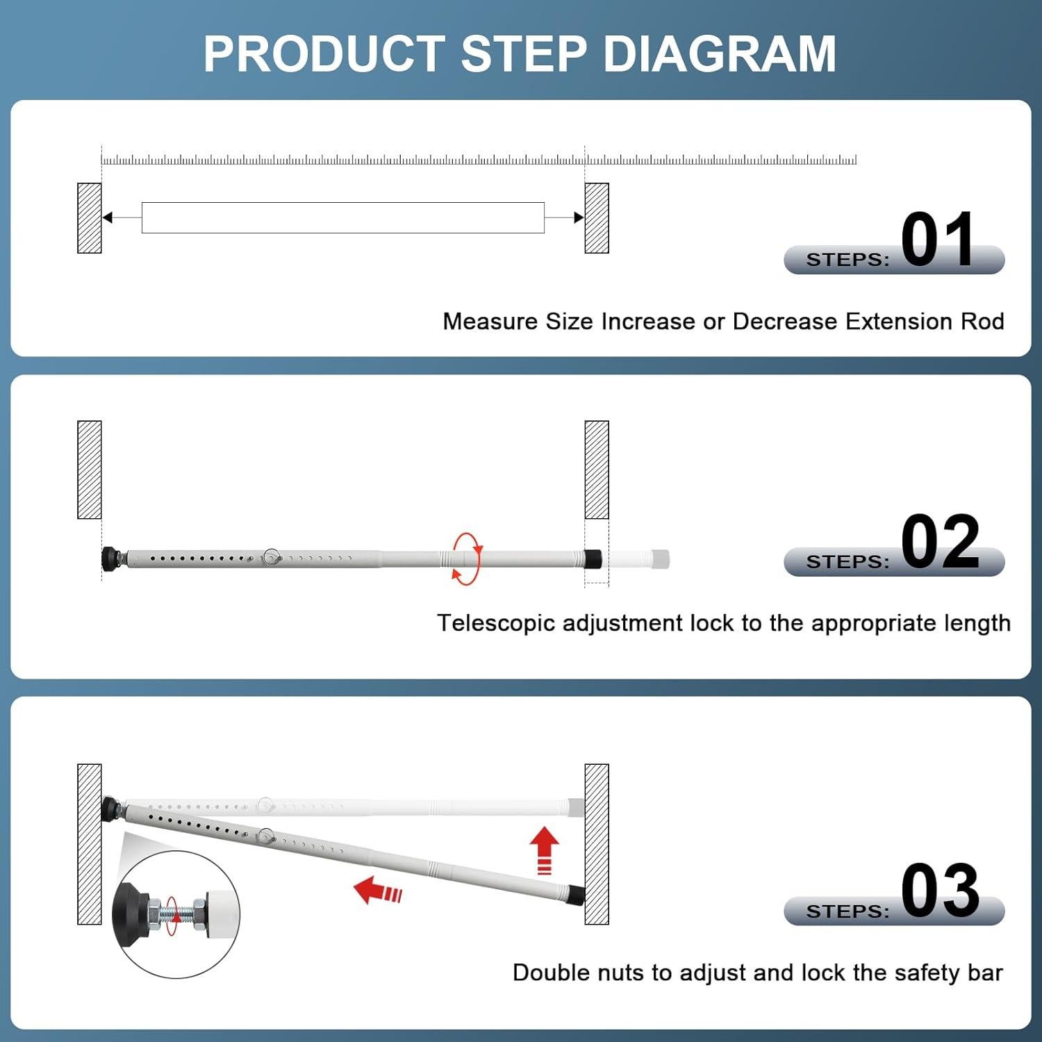 Barra de Seguridad Ajustable LAIDER HEROS 44.5-127 cm para Puertas Corredizas