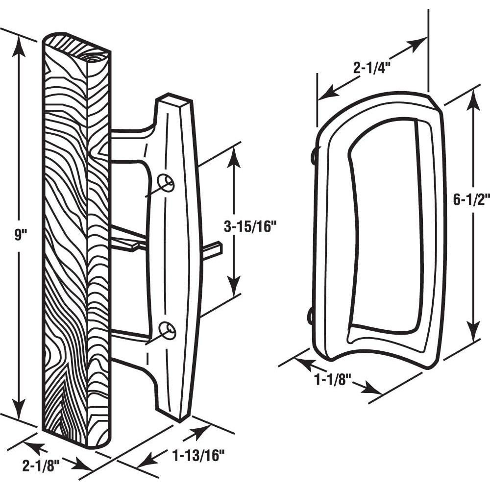 Conjunto de Manijas para Puertas de Vidrio Deslizantes Prime-Line C 1204 - Estilo Mortaja, 9.92 cm