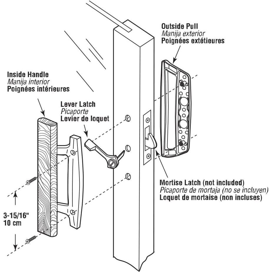 Conjunto de Manijas para Puertas de Vidrio Deslizantes Prime-Line C 1204 - Estilo Mortaja, 9.92 cm