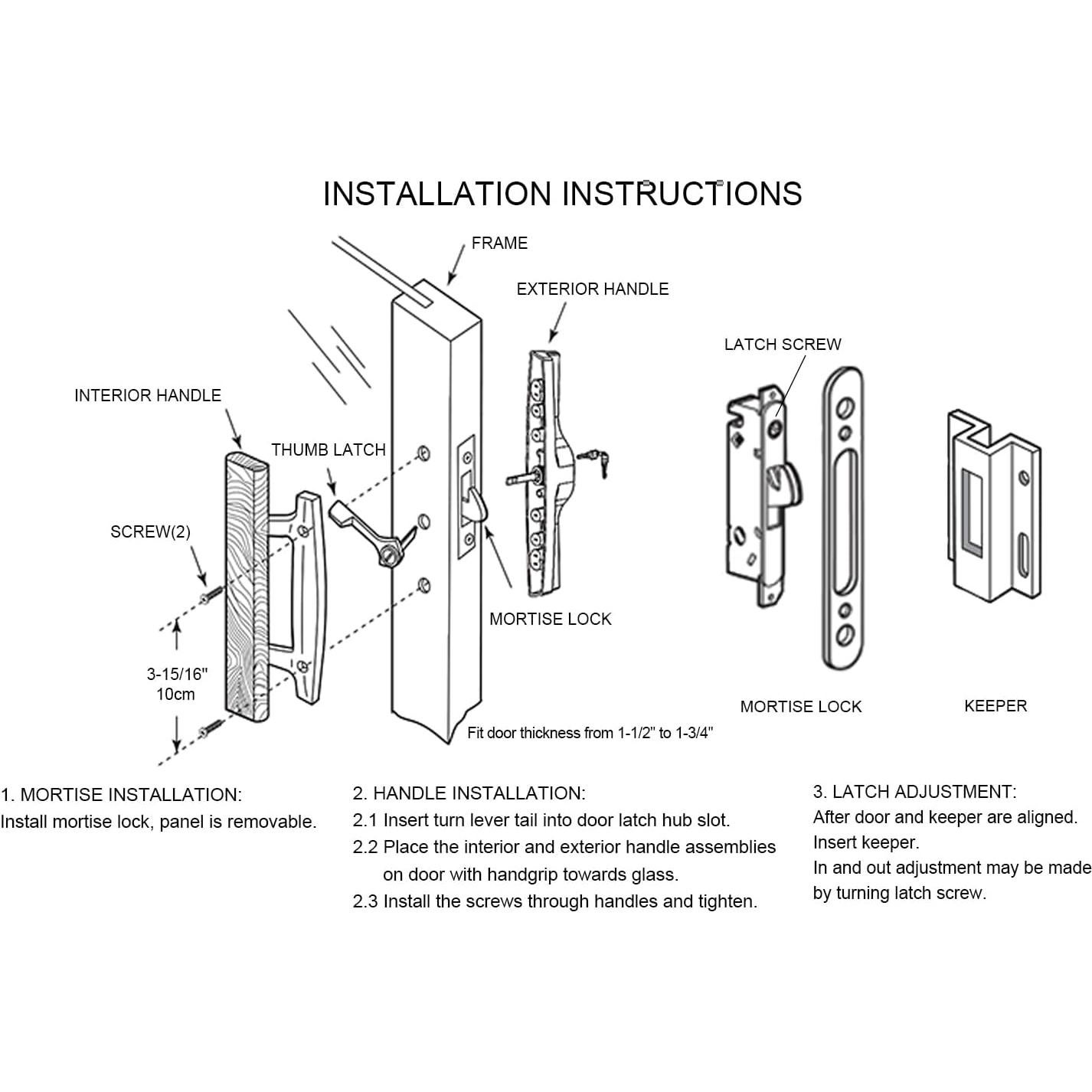 Juego de Manija de Puerta Corredera ALLYWASAI con Cerradura