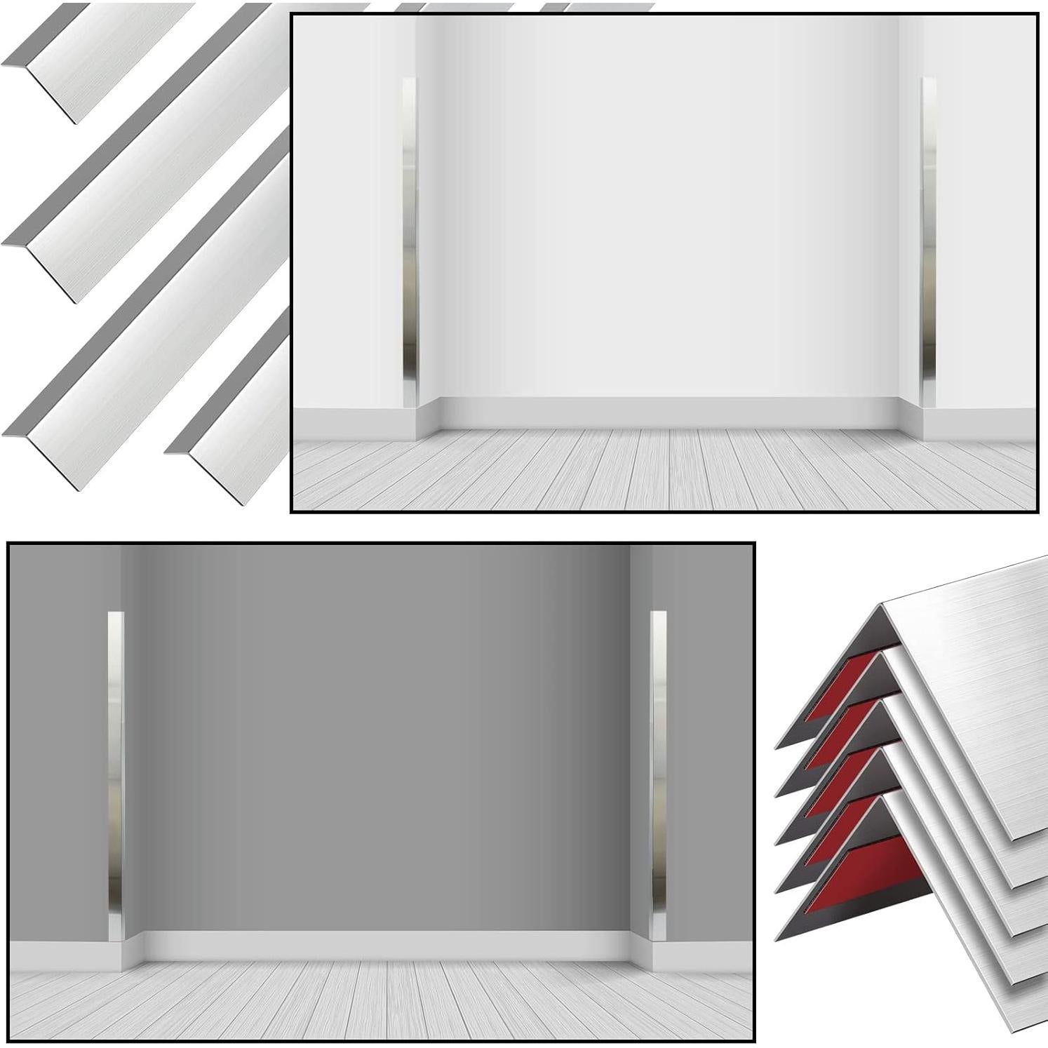 Therwen 10 Protectores de Esquinas Metálicos 91.44 cm Plata