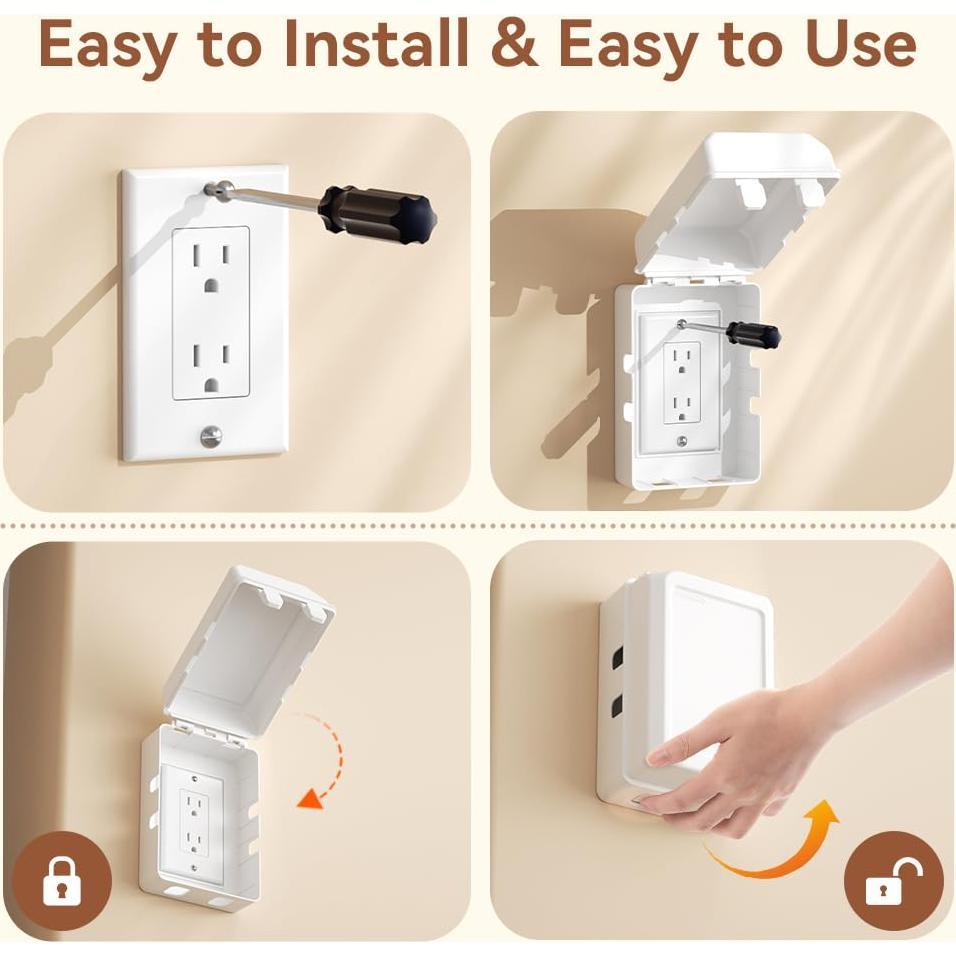 Caja de Cubierta de Enchufe Eléctrico EUDEMON Blanca - Seguridad Niños