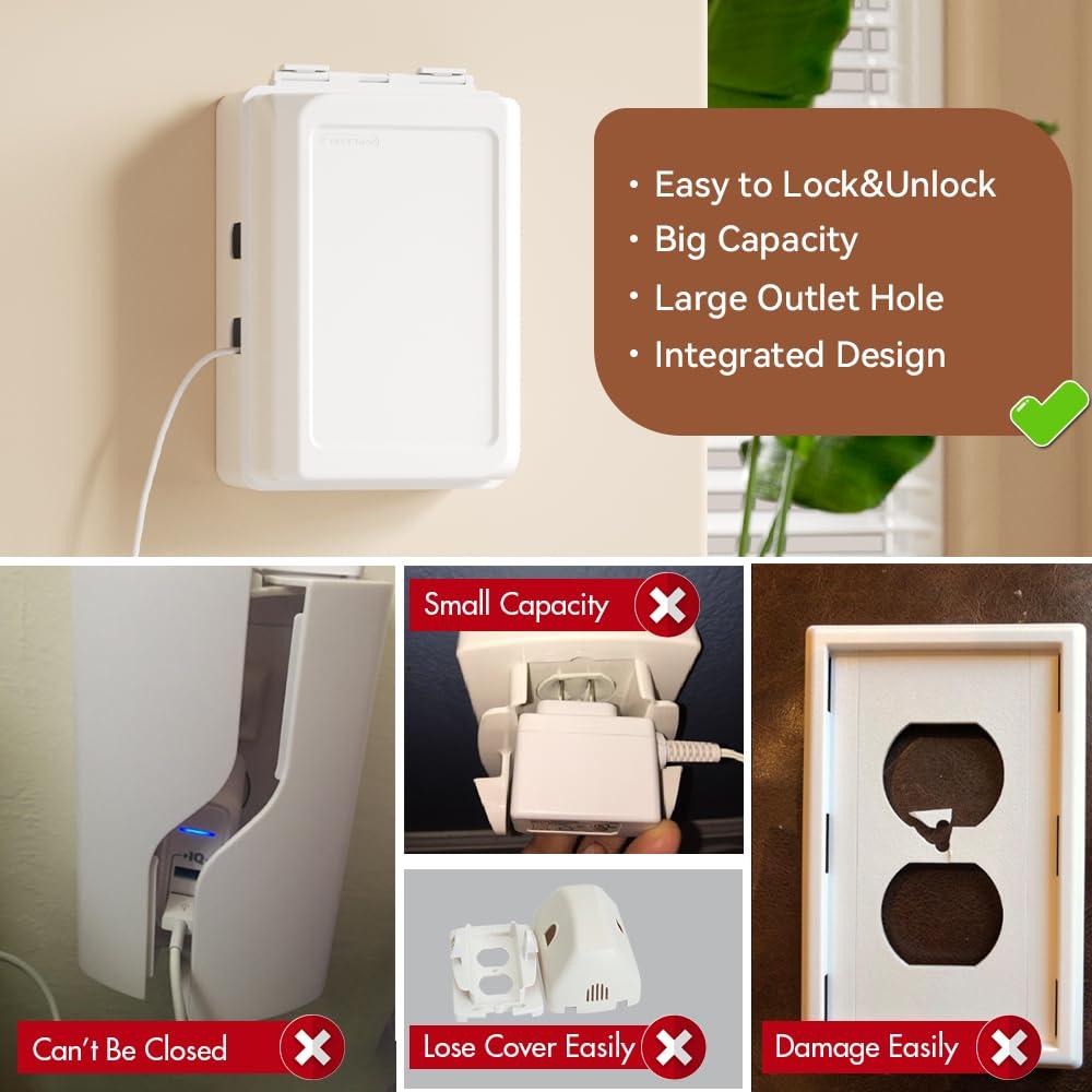 Caja de Cubierta de Enchufe Eléctrico EUDEMON Blanca - Seguridad Niños
