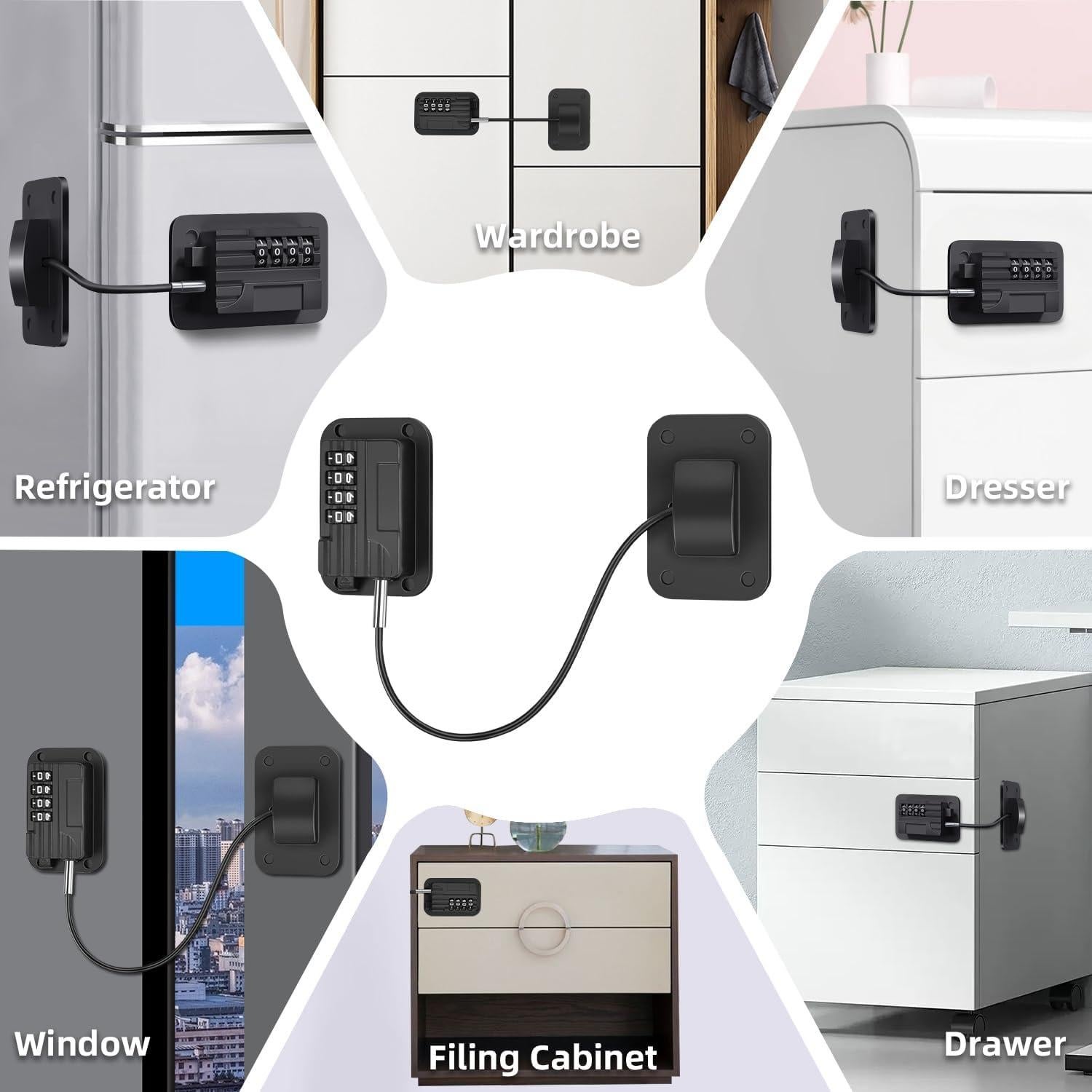 Cerradura de Refrigerador Ougourim SLMMB22 Negra con Combinación