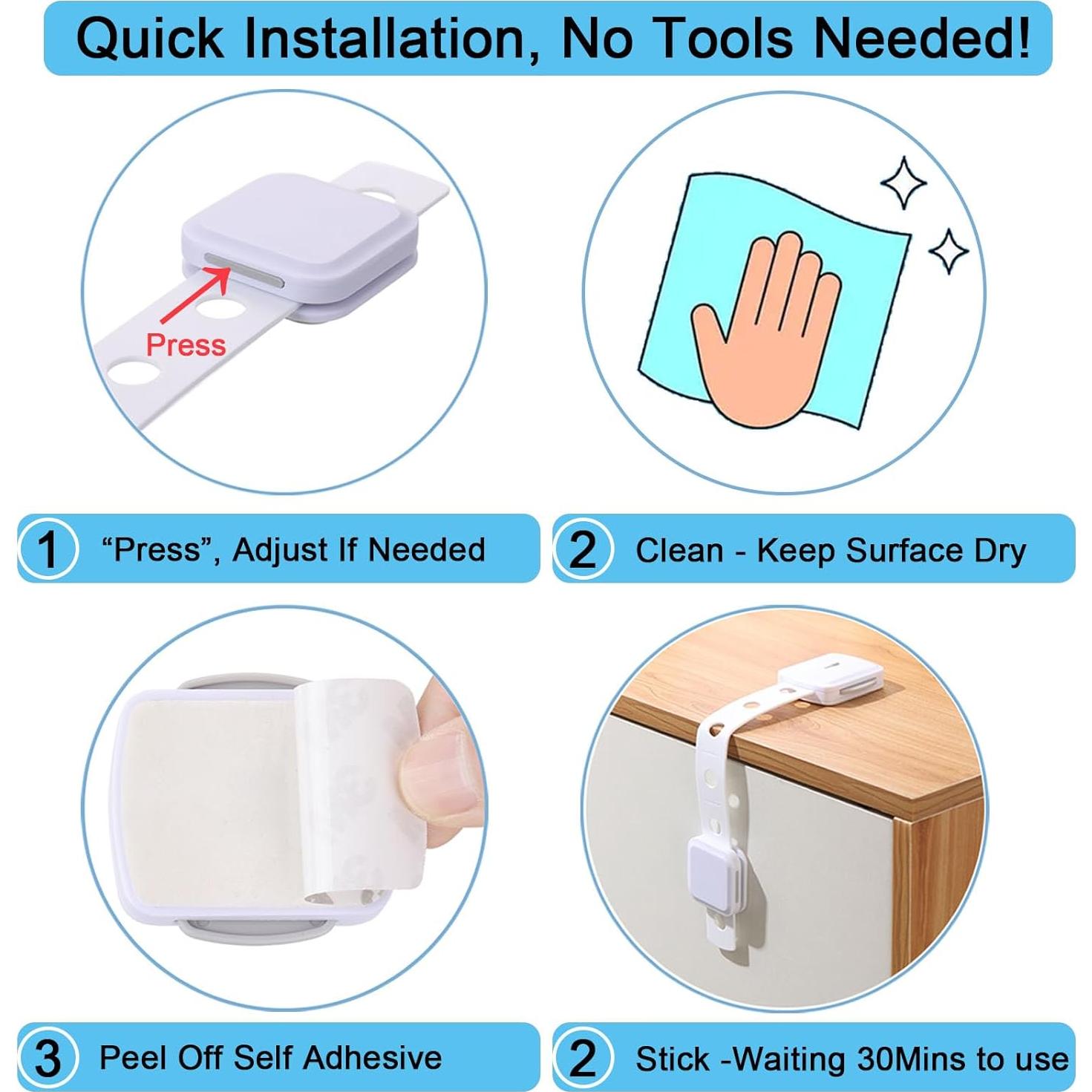 Cerraduras de Gabinete Fursafe&Q para Seguridad Infantil - Paquete de 6