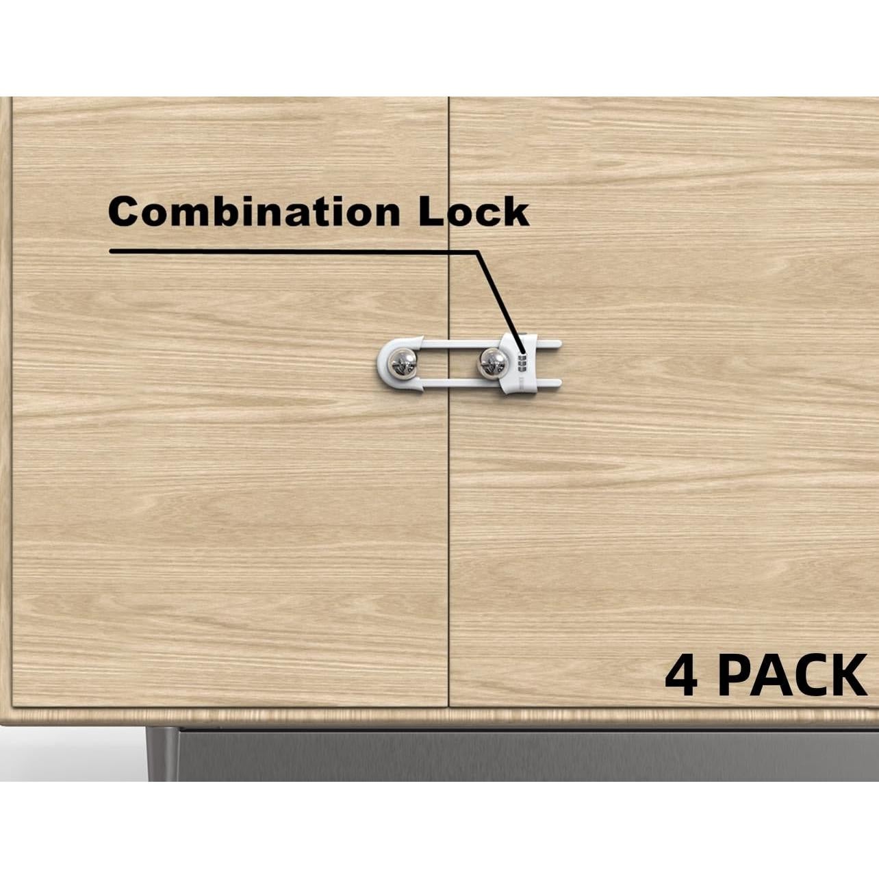 4 Cerraduras de Puerta de Armario Deslizante a Prueba de Niños - Blanco