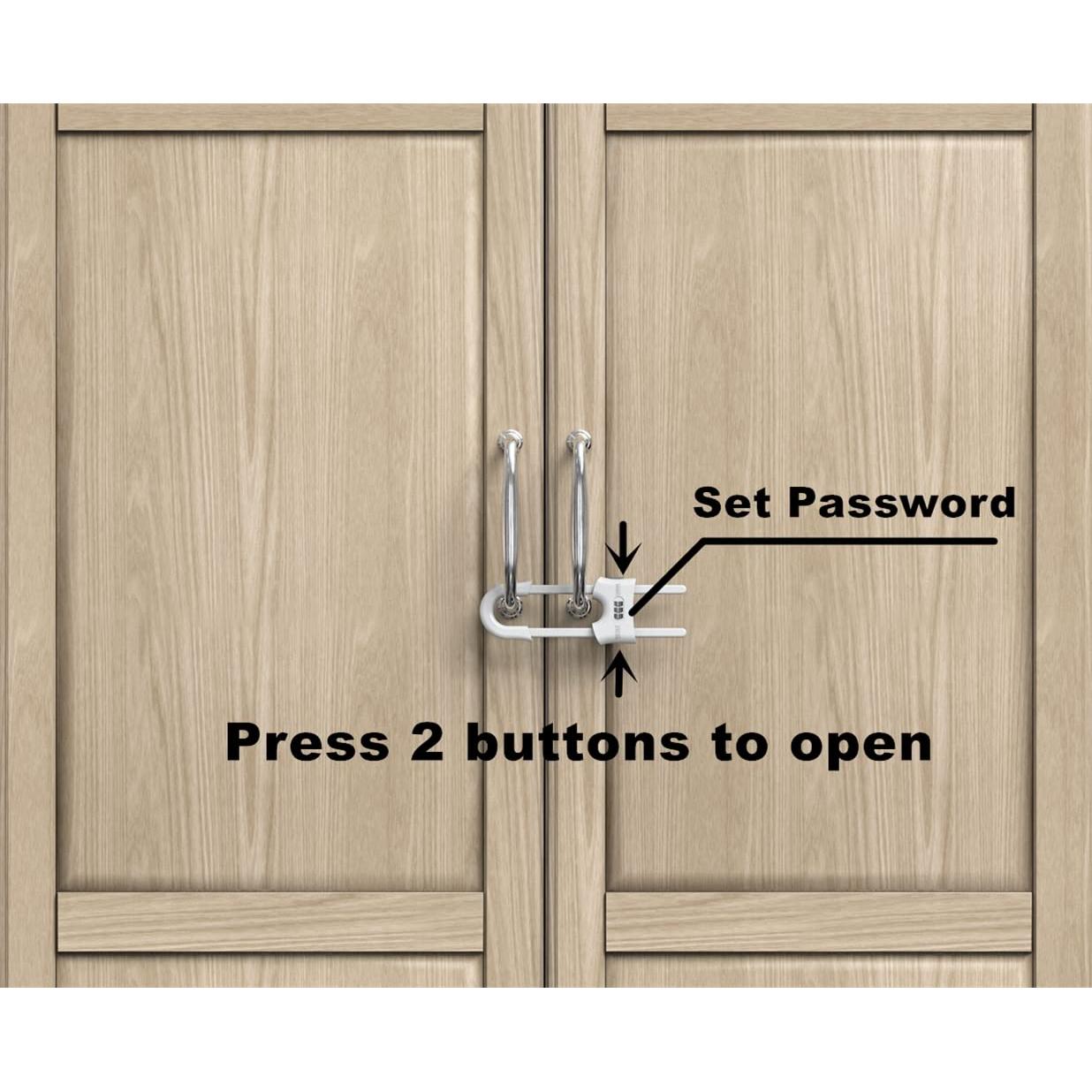 4 Cerraduras de Puerta de Armario Deslizante a Prueba de Niños - Blanco