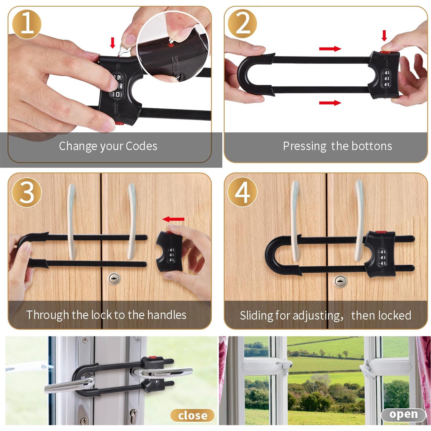 Cerraduras Deslizantes para Gabinetes HonesaLoc x4 - Seguridad Infantil
