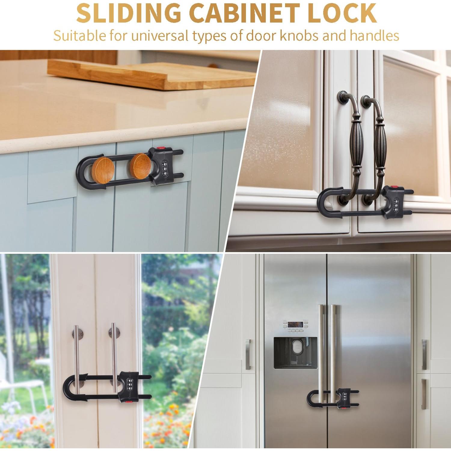 Cerraduras Deslizantes para Gabinetes HonesaLoc x4 - Seguridad Infantil
