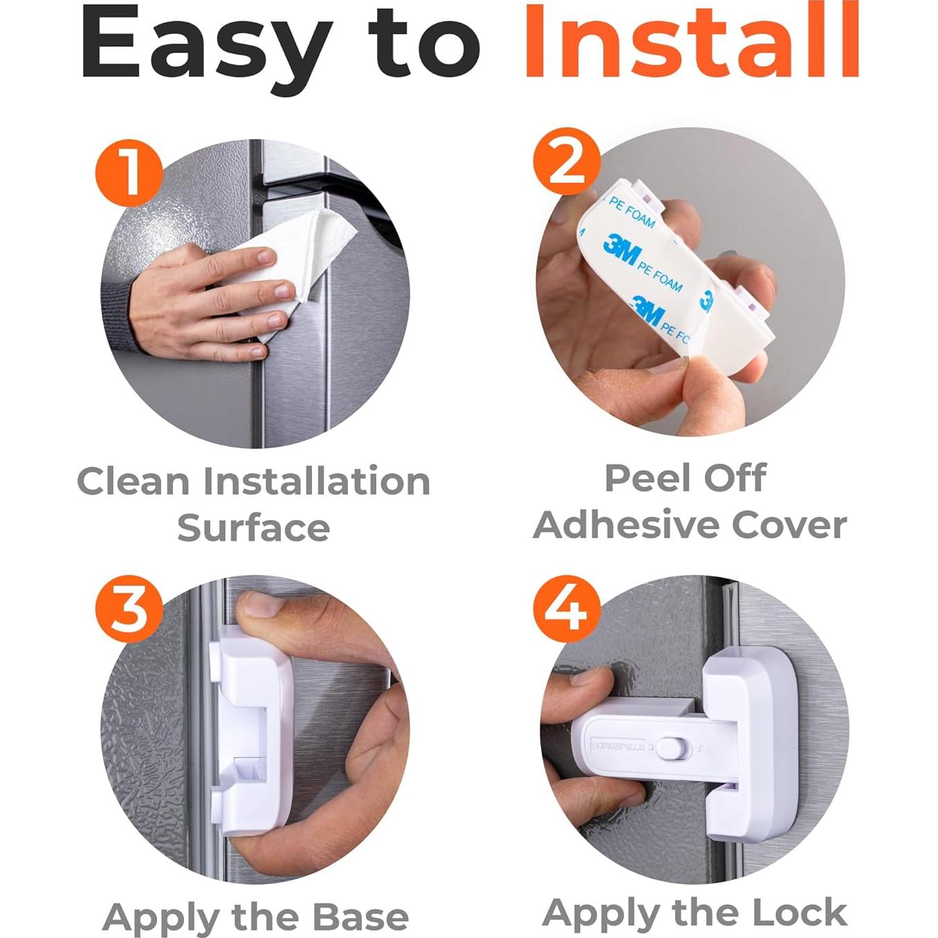 Cerradura de Refrigerador a Prueba de Niños HBAFDL2WB - Adhesiva