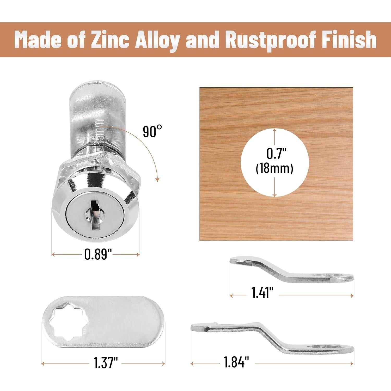 Cerraduras de gabinete Bates con llaves iguales, 3 piezas