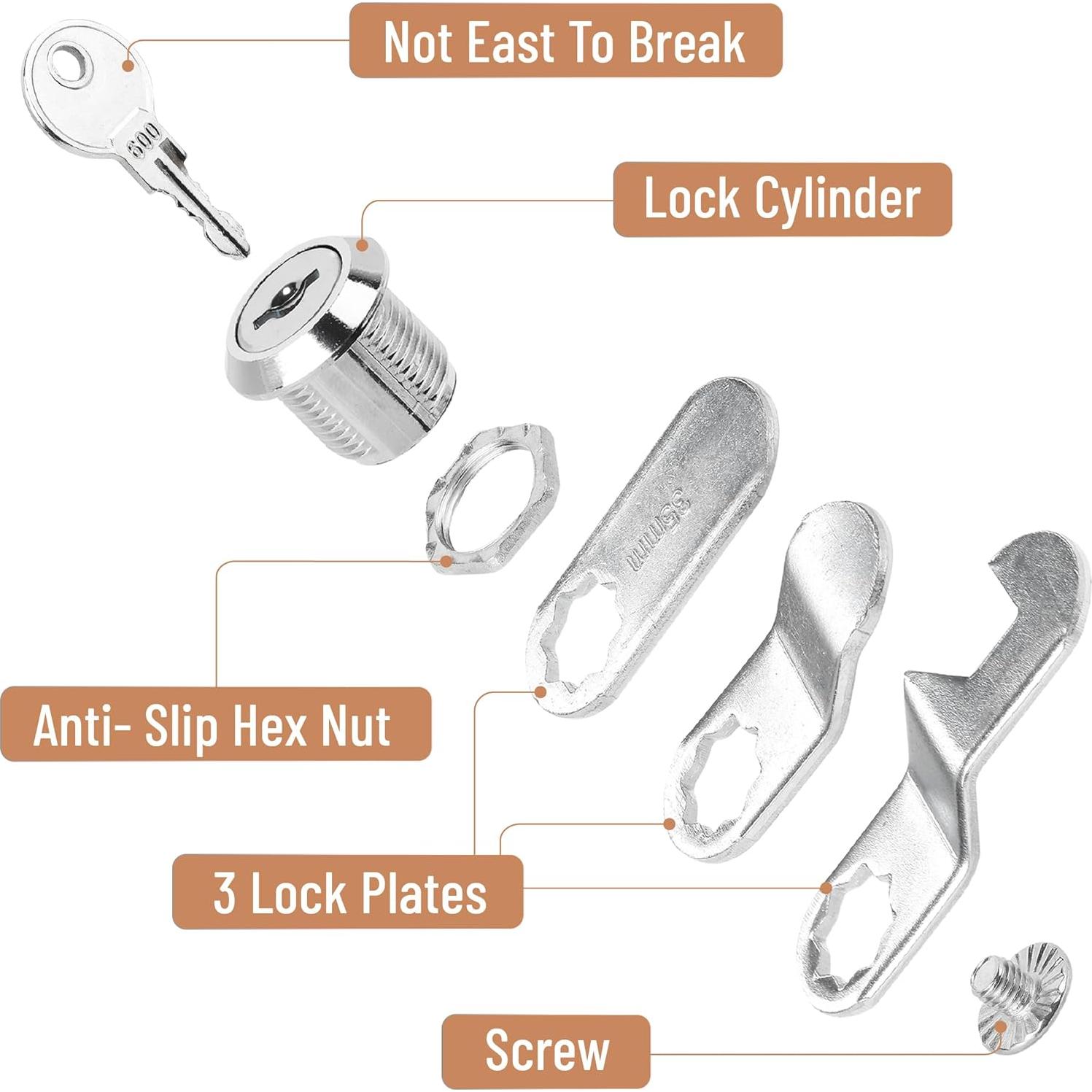Cerraduras de gabinete Bates con llaves iguales, 3 piezas