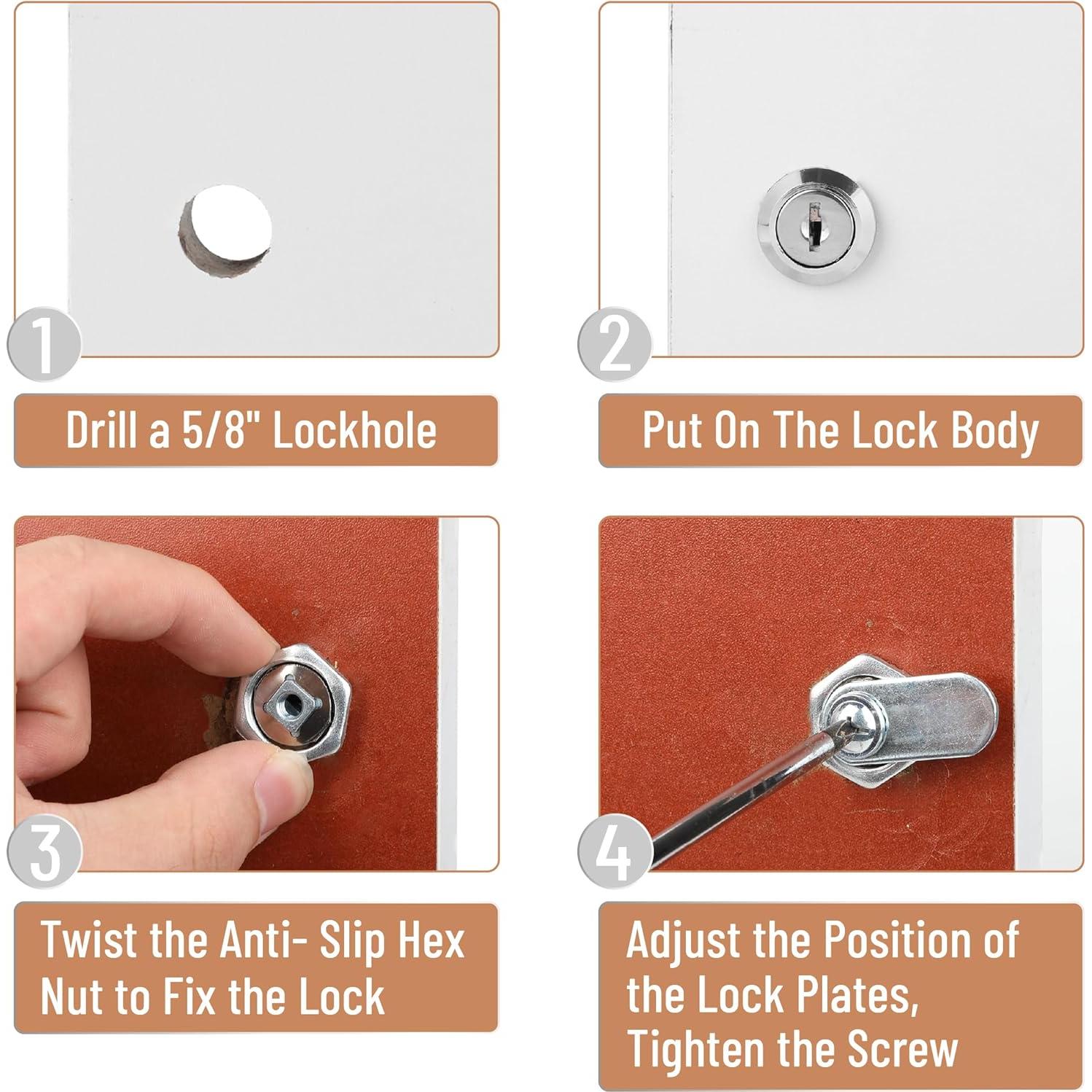 Cerraduras de gabinete Bates con llaves iguales, 3 piezas