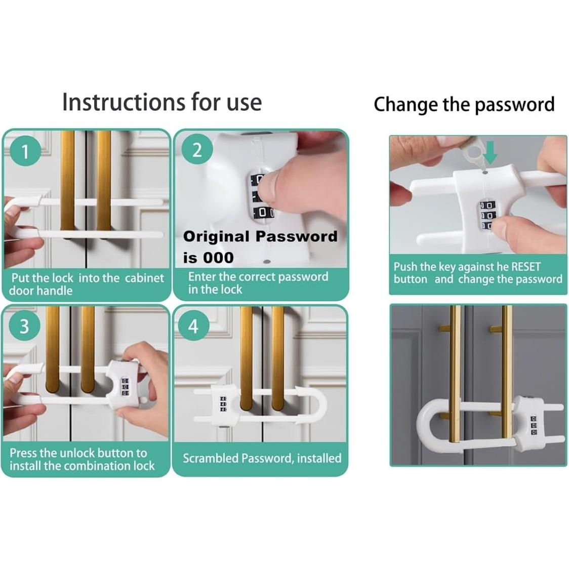 Cerraduras de Puerta de Gabinete FIGEPO con Código Ajustable Negro