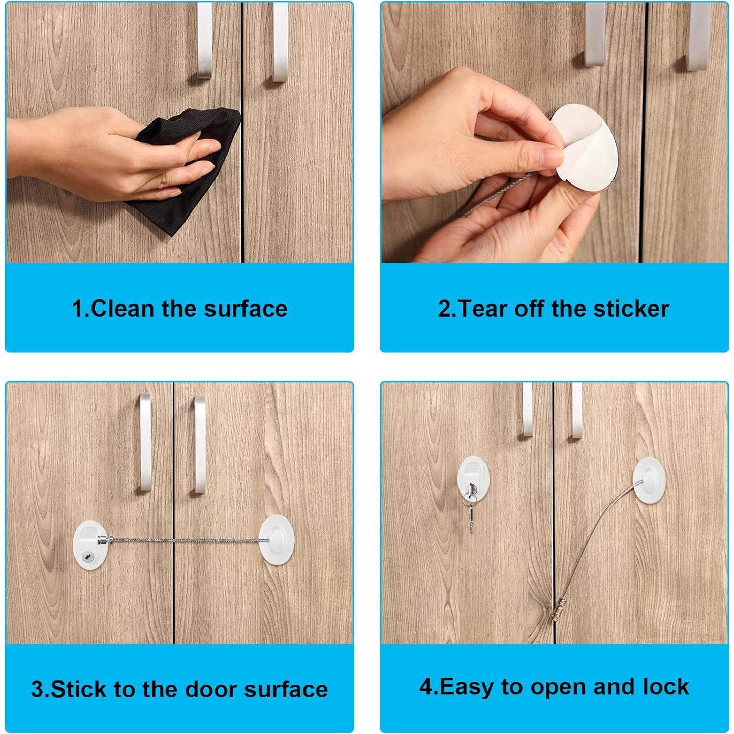 Cerraduras de Gabinete Hotop 4 Piezas Autoadhesivas Seguridad Bebés