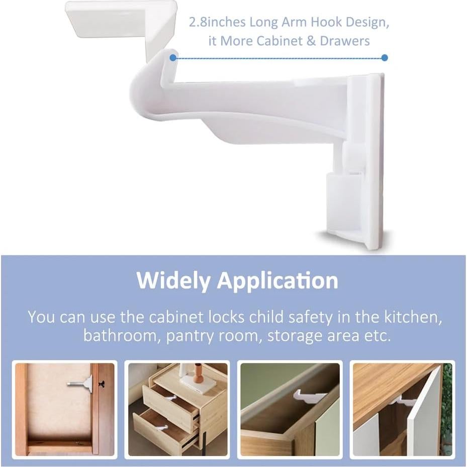 Cerraduras de Seguridad para Gabinetes Infantiles - 10P Blanco