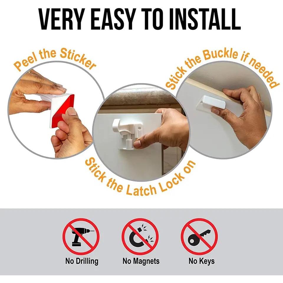 Cerraduras de Seguridad para Gabinetes Infantiles - 10P Blanco