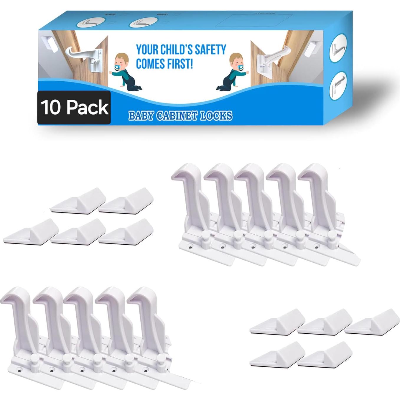 Cerraduras de Seguridad para Gabinetes Infantiles - 10P Blanco