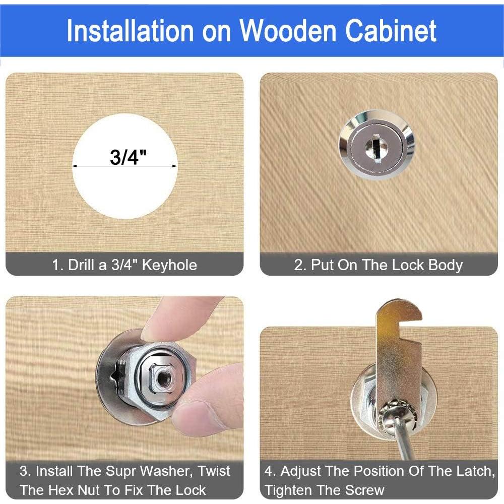 Cerradura de Cajón WOOCH 30mm Cromada con Llave Igual - Paquete de 4