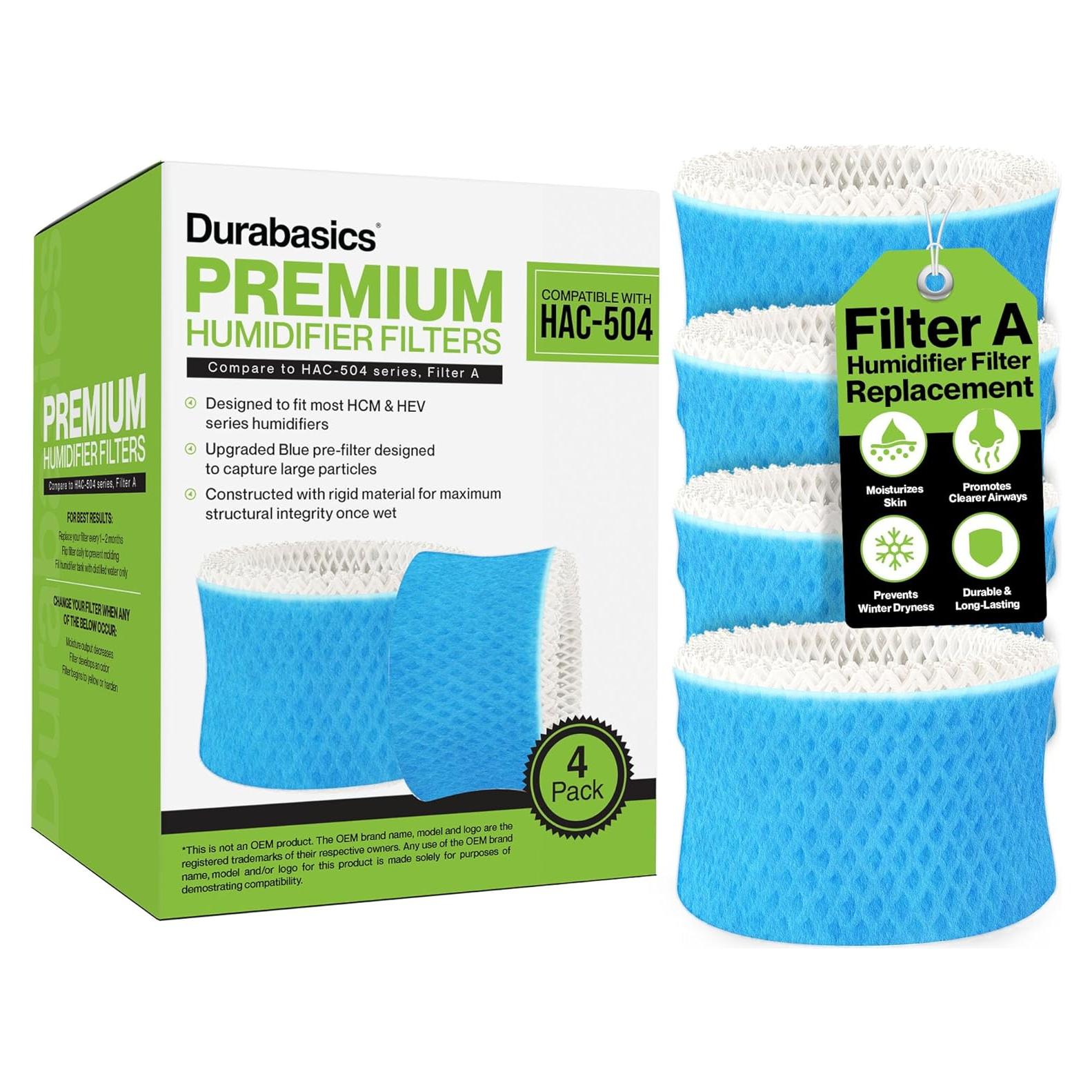 Durabasics Paquete de 4 Filtros de Humidificador HAC-504 Azul