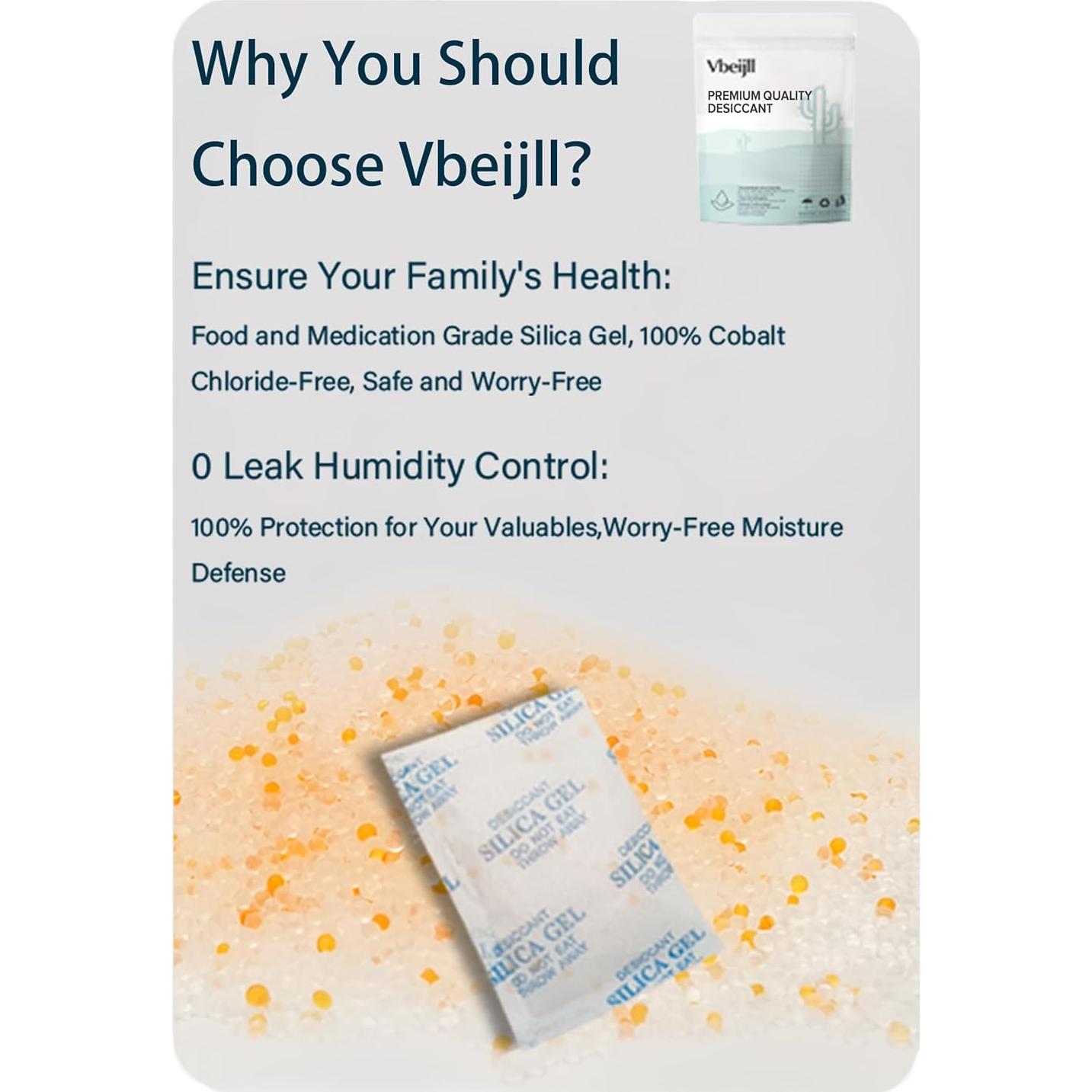 Paquete de Gel de Silica 5g Vbeijll - 50 Unidades Grado Alimenticio