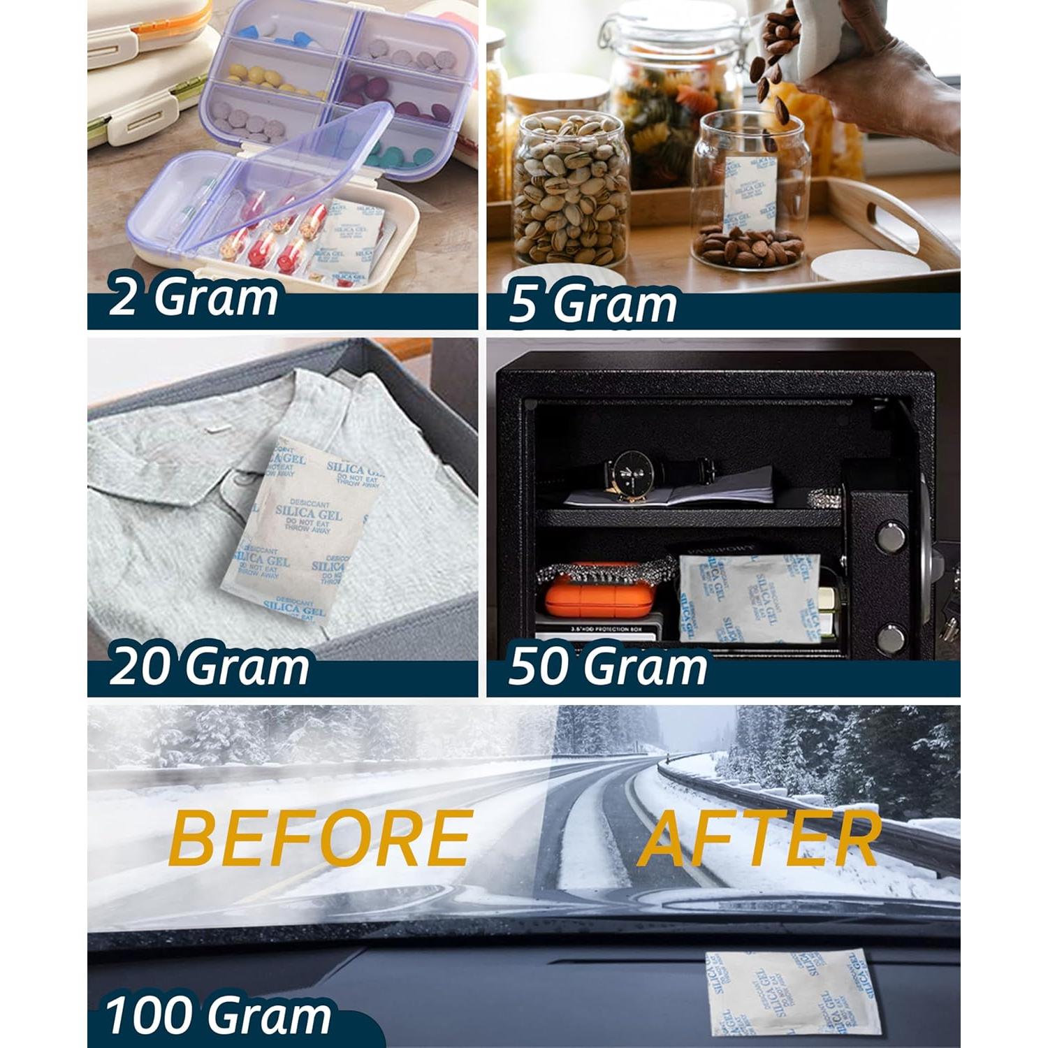 Paquete de Gel de Silica 5g Vbeijll - 50 Unidades Grado Alimenticio