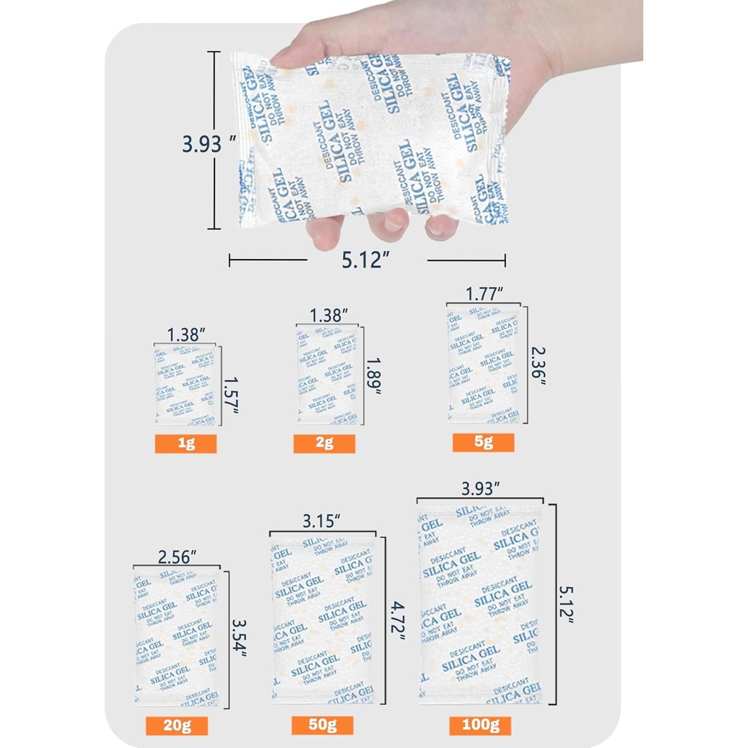 Paquete de Gel de Silica 5g Vbeijll - 50 Unidades Grado Alimenticio