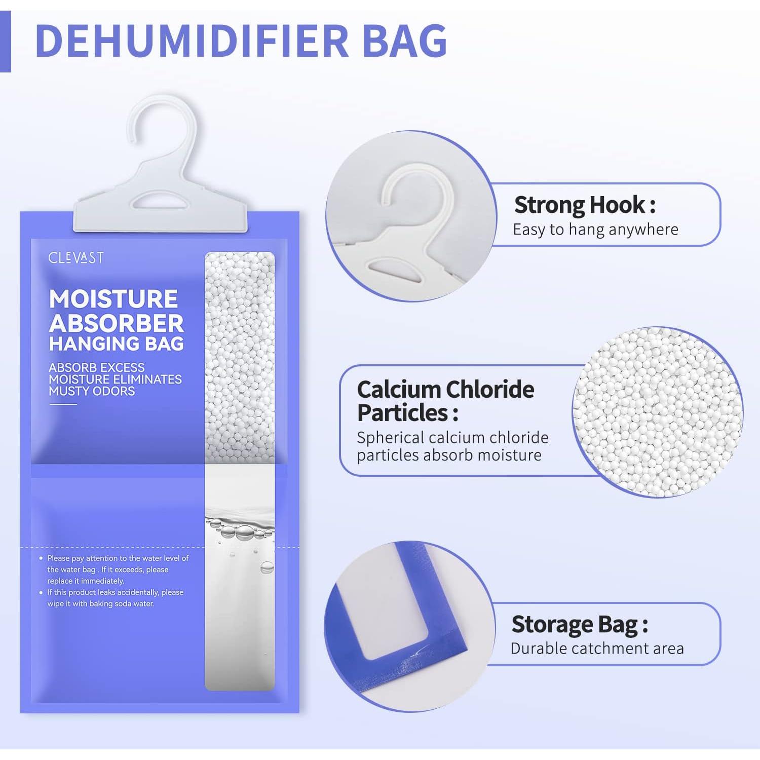 Bolsas Deshumidificadoras CLEVAST 10 Paquetes 500ml Sin Fragancia