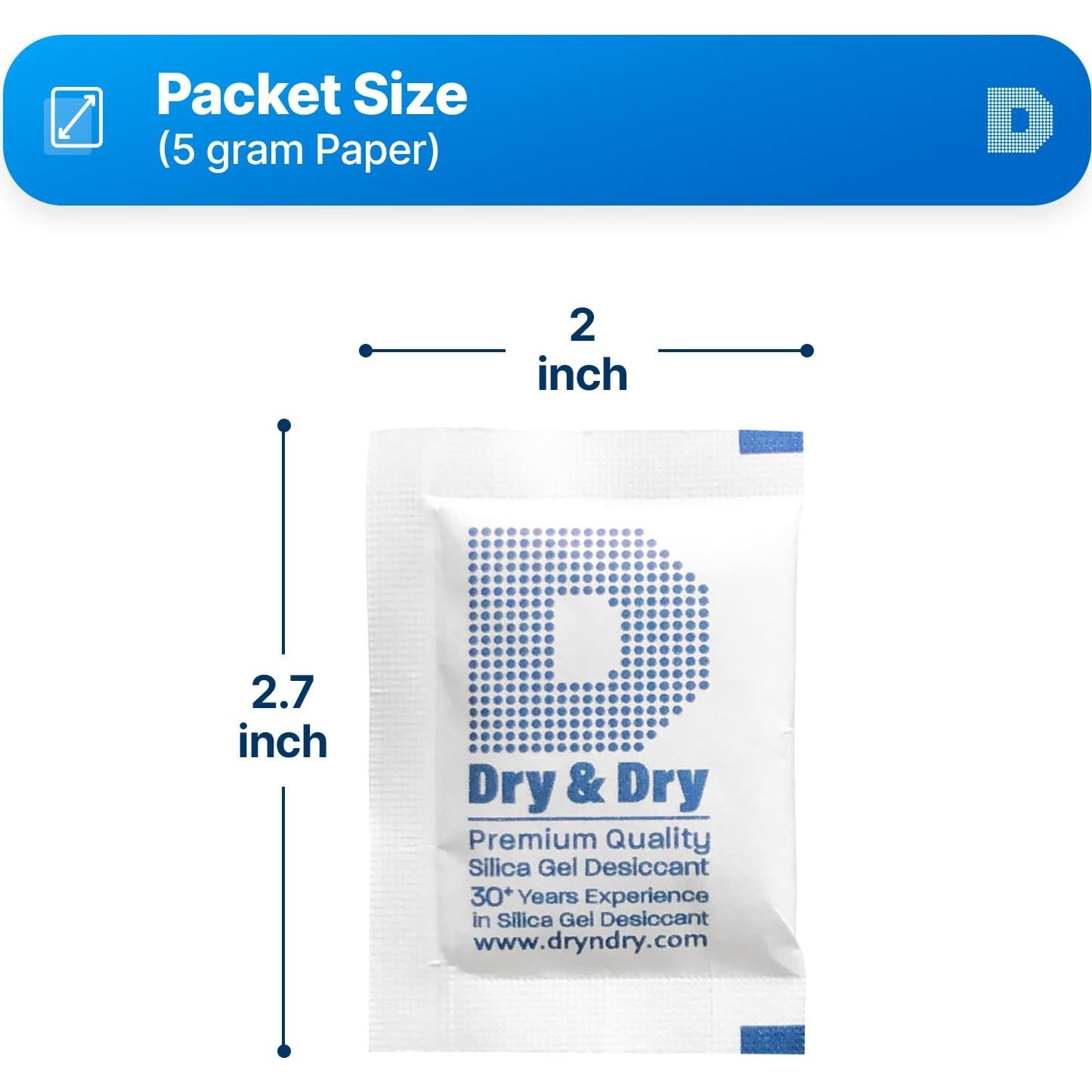 Paquetes de Gel de Sílice Seco y Seco 5g - 50 Unidades