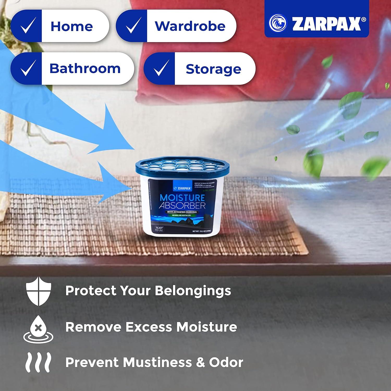 Absorbente de Humedad Zarpax 300g | Carbón Activado | Set de 4