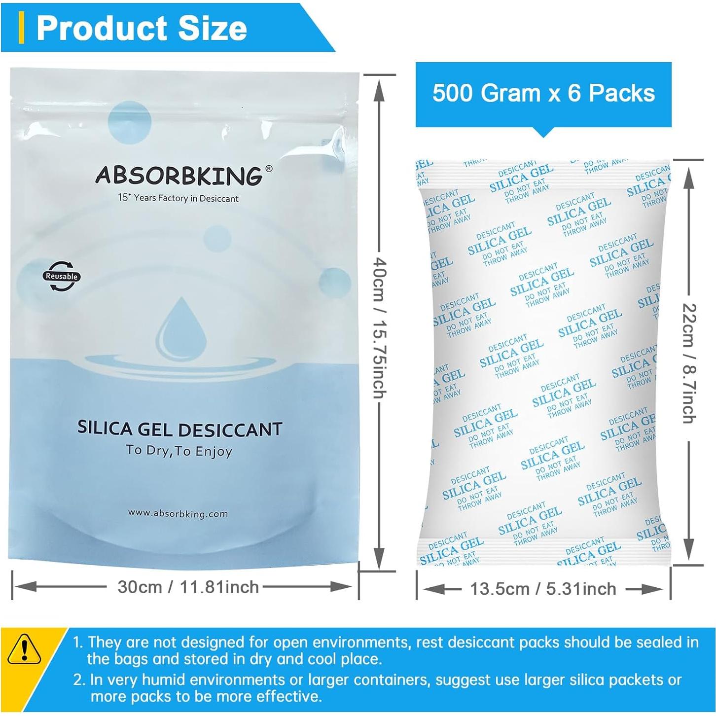 Paquetes Deshidratantes Gel de Sílice Absorbking 500g - 6 Unidades