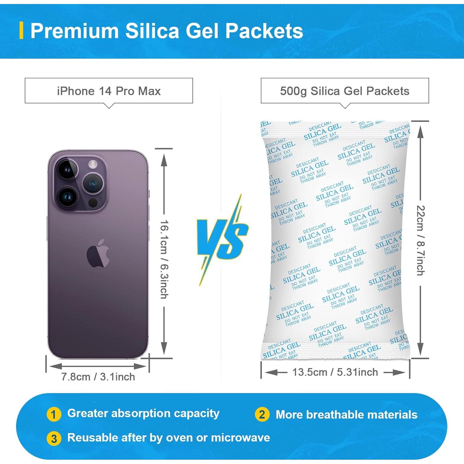 Paquetes Deshidratantes Gel de Sílice Absorbking 500g - 6 Unidades