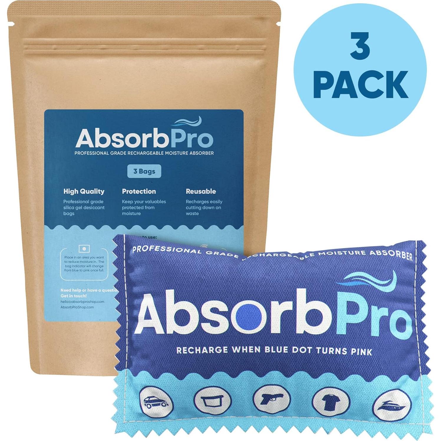 Bolsa Deshumidificadora Recargable Absorb Pro 3-Pack 100g